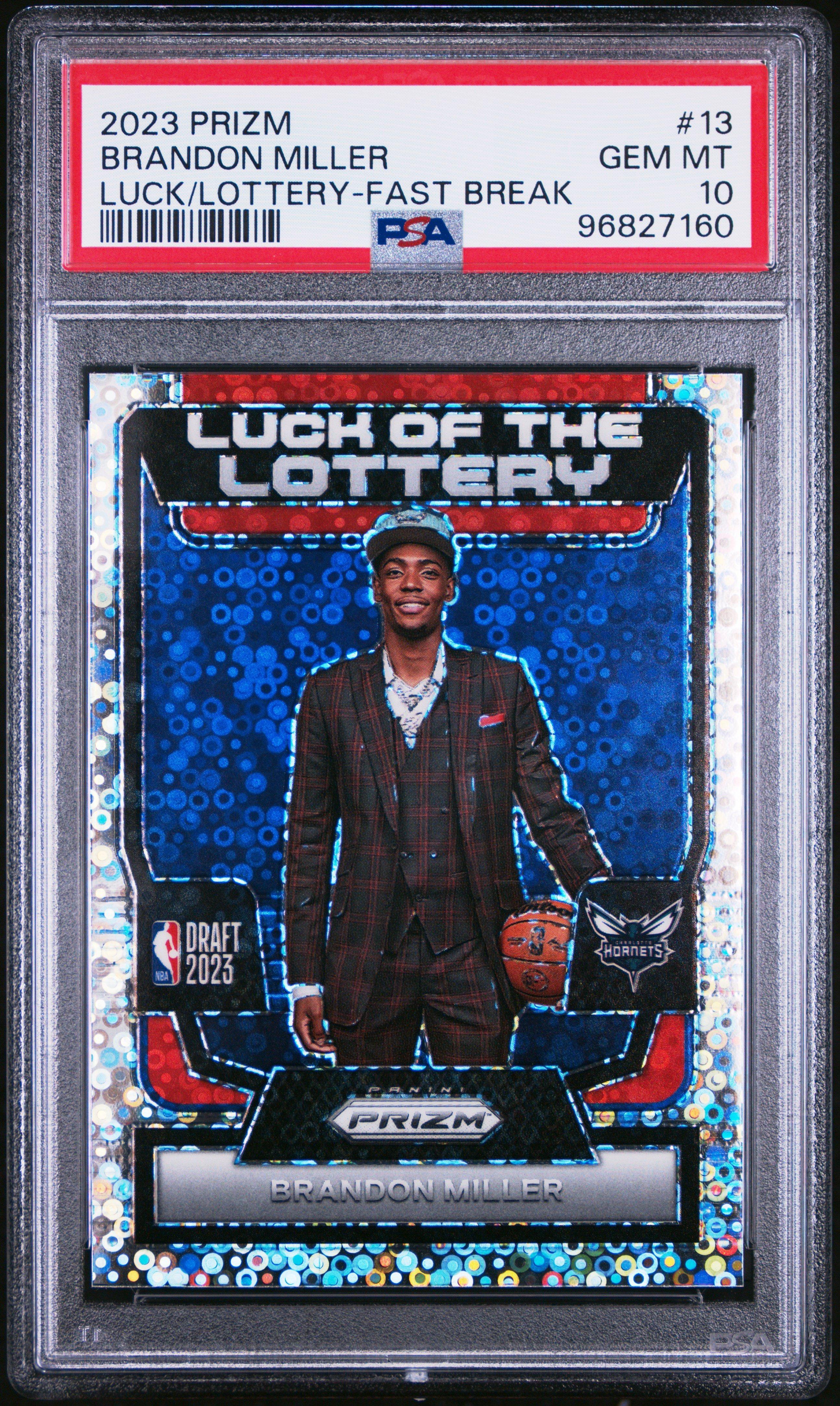2023 Panini Prizm Luck Of The Lottery 13 Brandon Miller Fast Break PSA 10