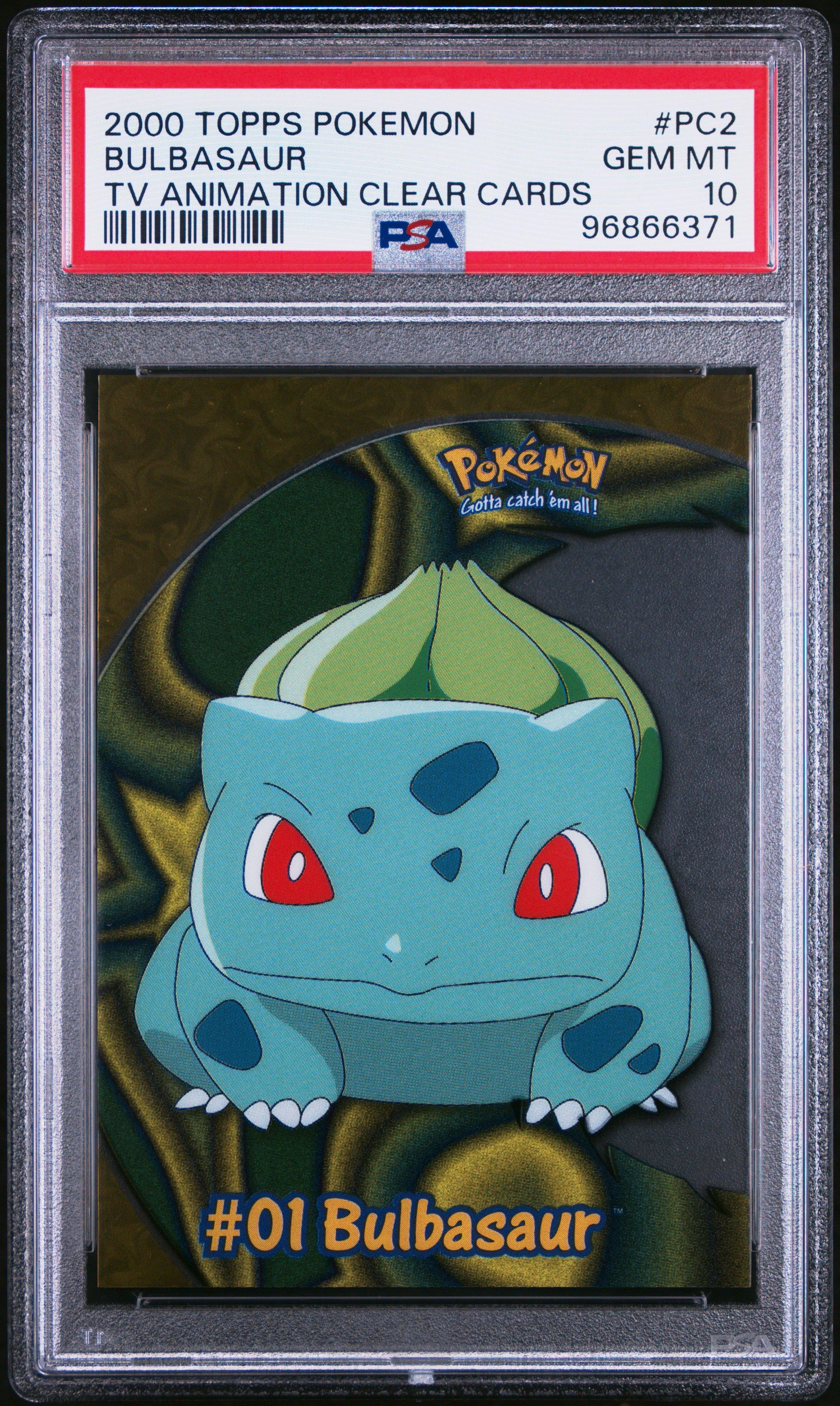 2000 Topps Pokemon Tv Animation Clear Cards Pc2 Bulbasaur PSA 10