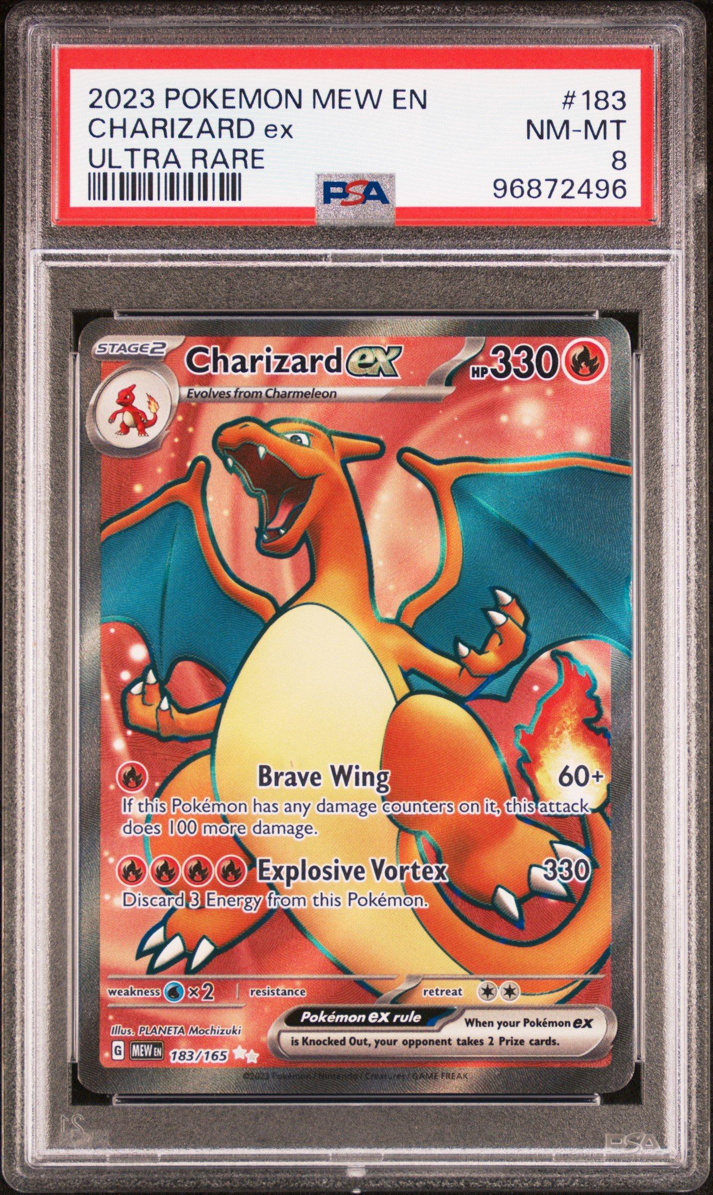 2023 Pokemon Mew En-151 183 Charizard Ex Ultra Rare PSA 8 Graded