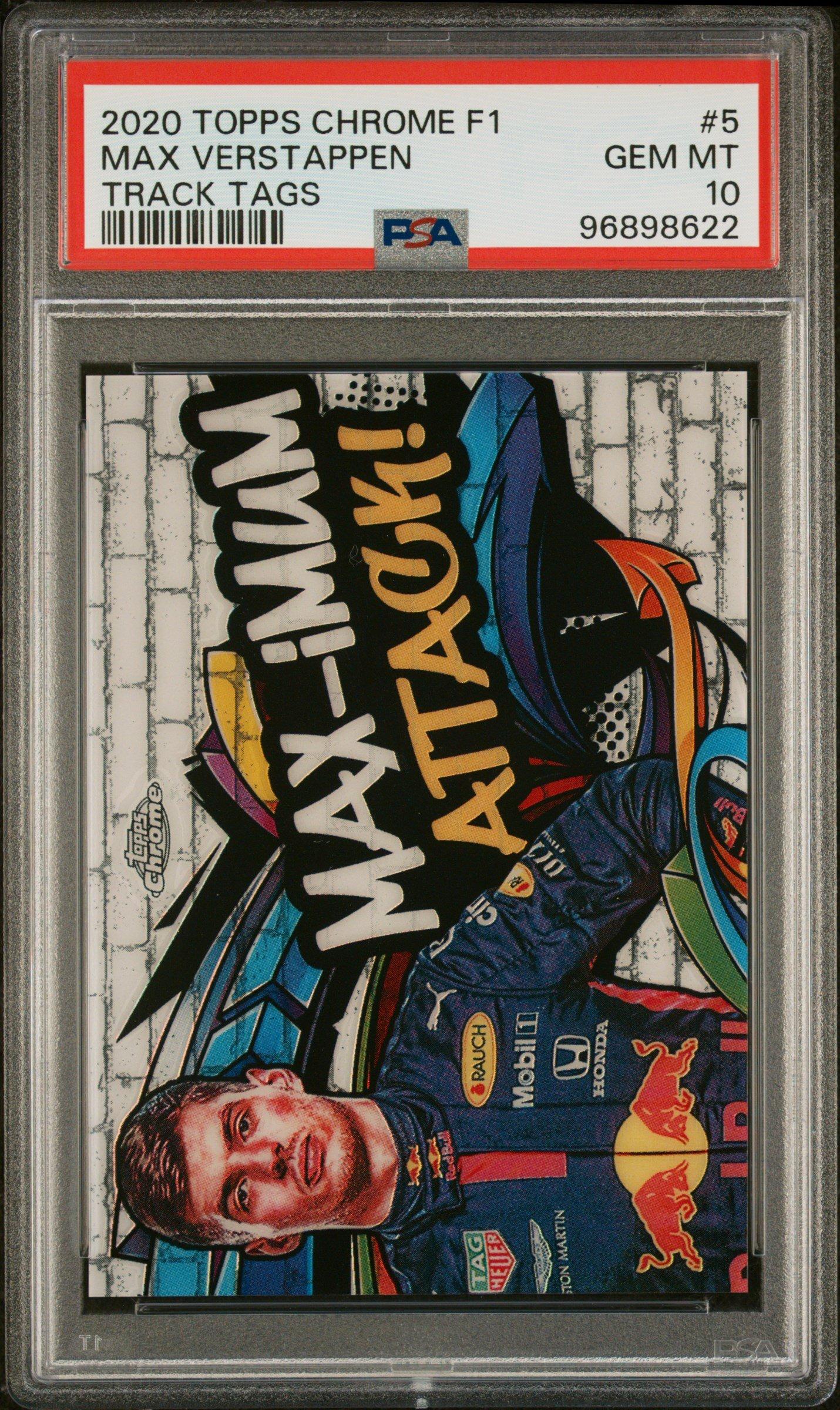 2020 Topps Chrome Formula 1 Track Tags 5 Max Verstappen PSA 10