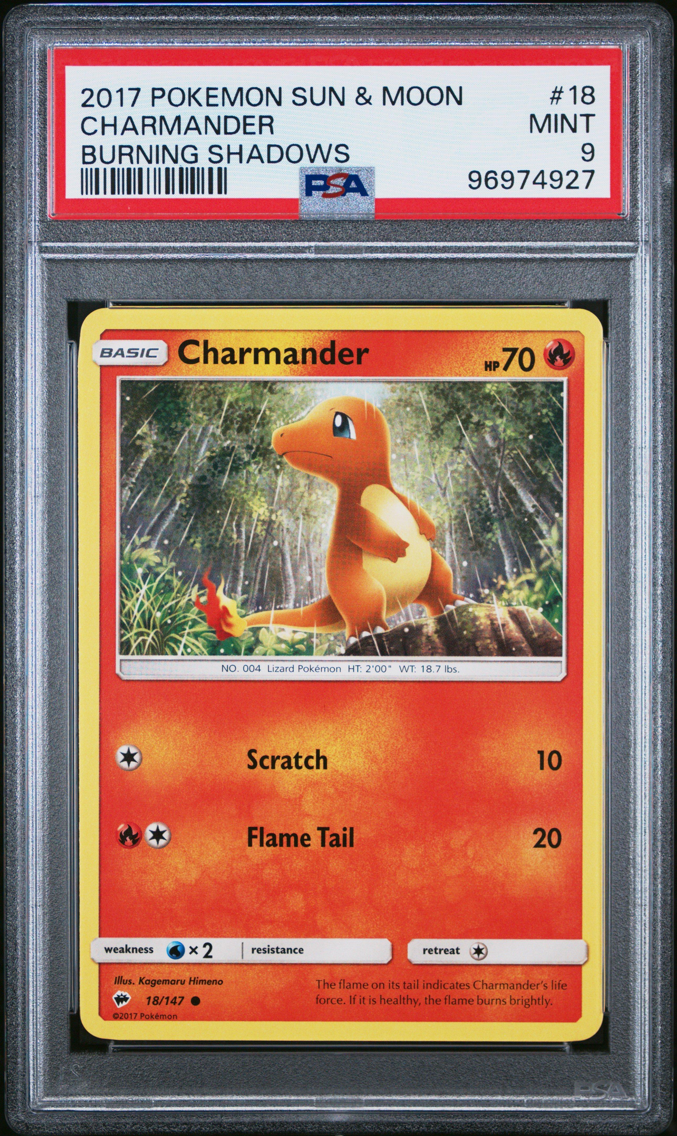 2017 Pokemon Sun & Moon Burning Shadows 18 Charmander PSA 9