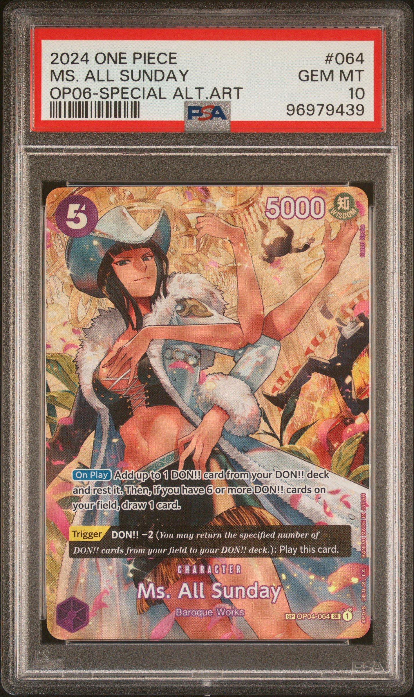 2024 One Piece Op06-wings Of The Captain 064 Ms. All Sunday Special Alternate Art PSA 10