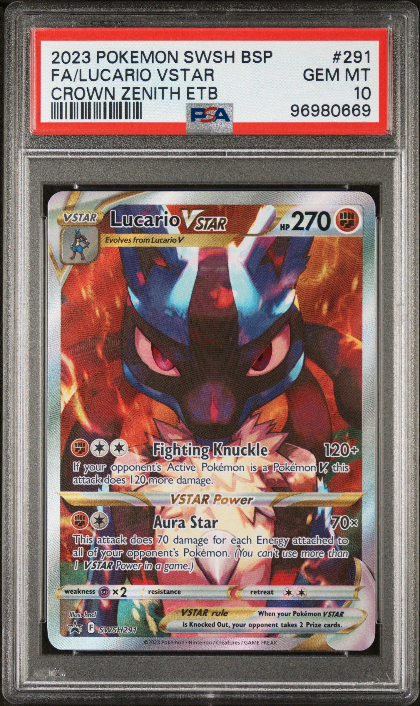 2023 Pokemon Swsh Black Star Promo 291 Full Art/lucario Vstar Crown Zenith  Elite Trainer Box PSA 10 Graded Card | GameStop