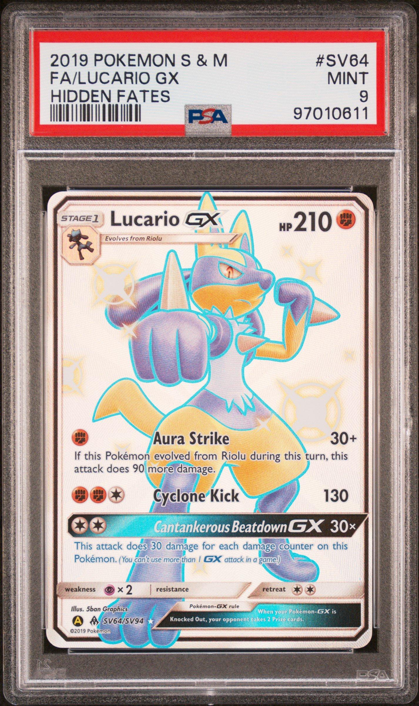 2019 Pokemon Sun & Moon Hidden Fates Sv64 Full Art/lucario Gx PSA 9 Graded  Card | GameStop