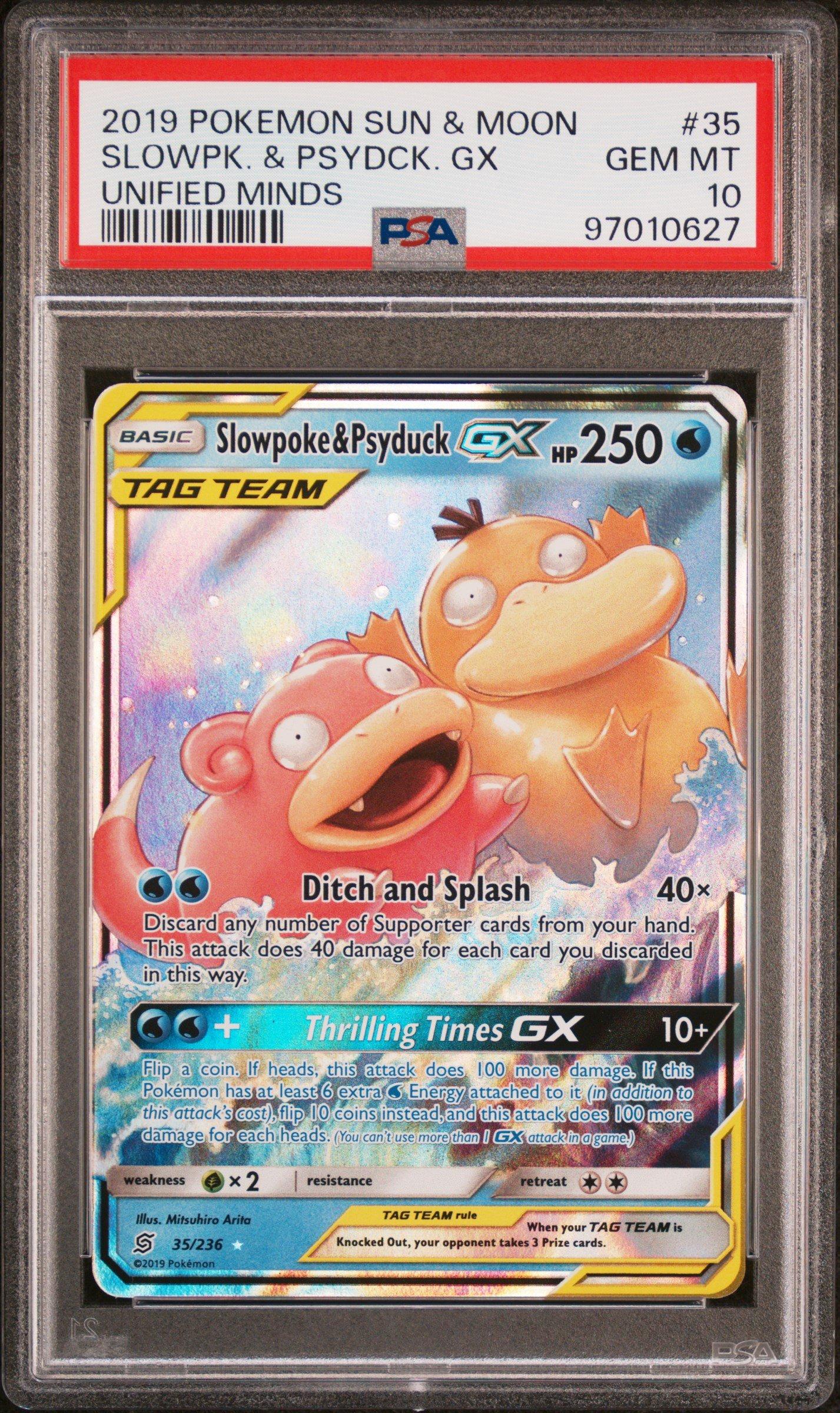 2019 Pokemon Sun & Moon Unified Minds 35 Slowpoke & Psyduck Gx PSA 