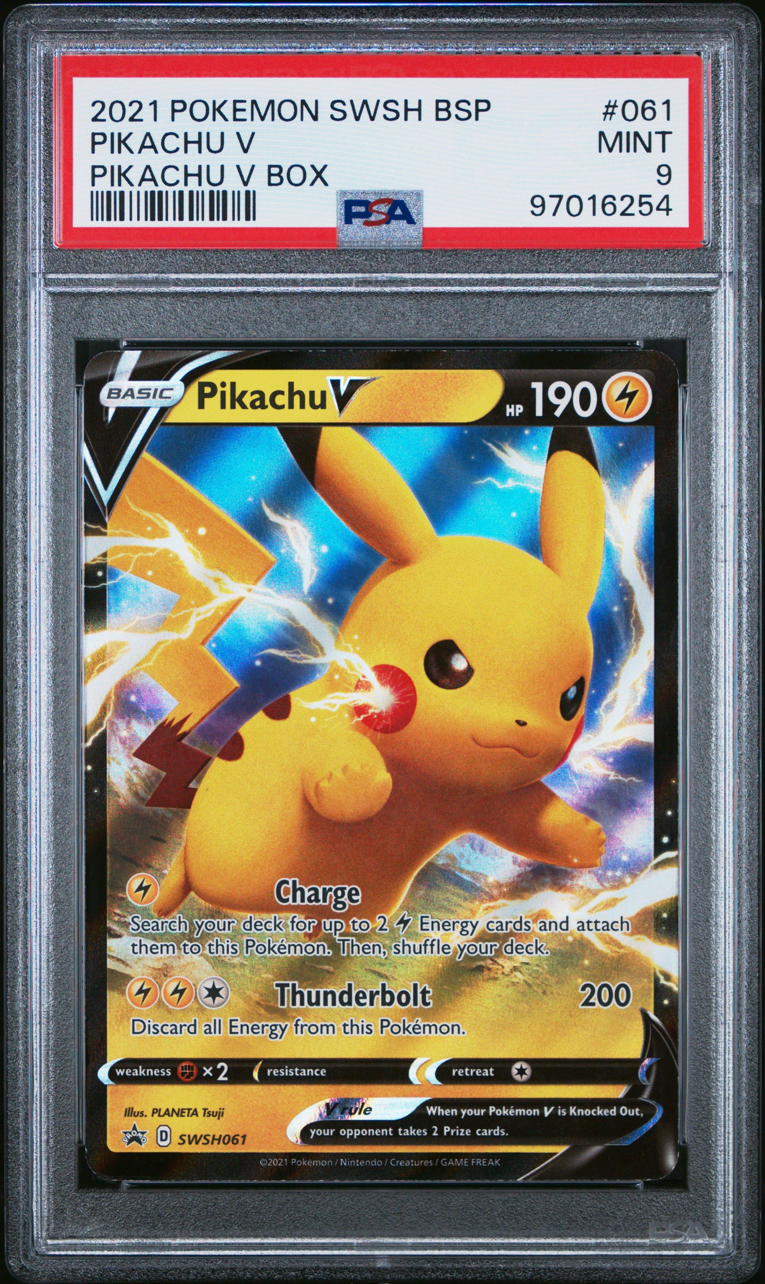 2021 Pokemon Swsh Black Star Promo 061 Pikachu V Pikachu V Box PSA