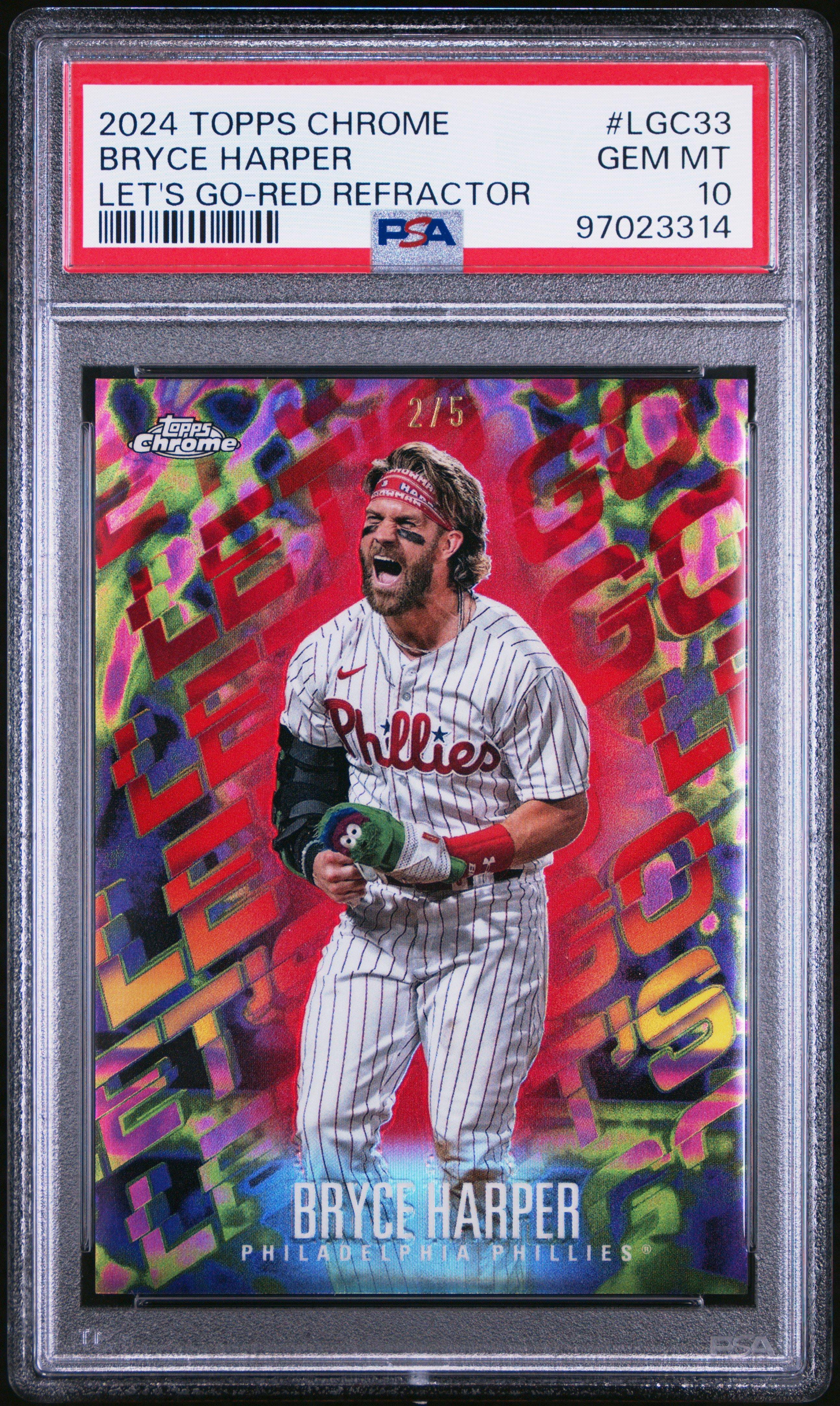 2024 Topps Chrome Let's Go Lgc33 Bryce Harper Red Refractor PSA 10