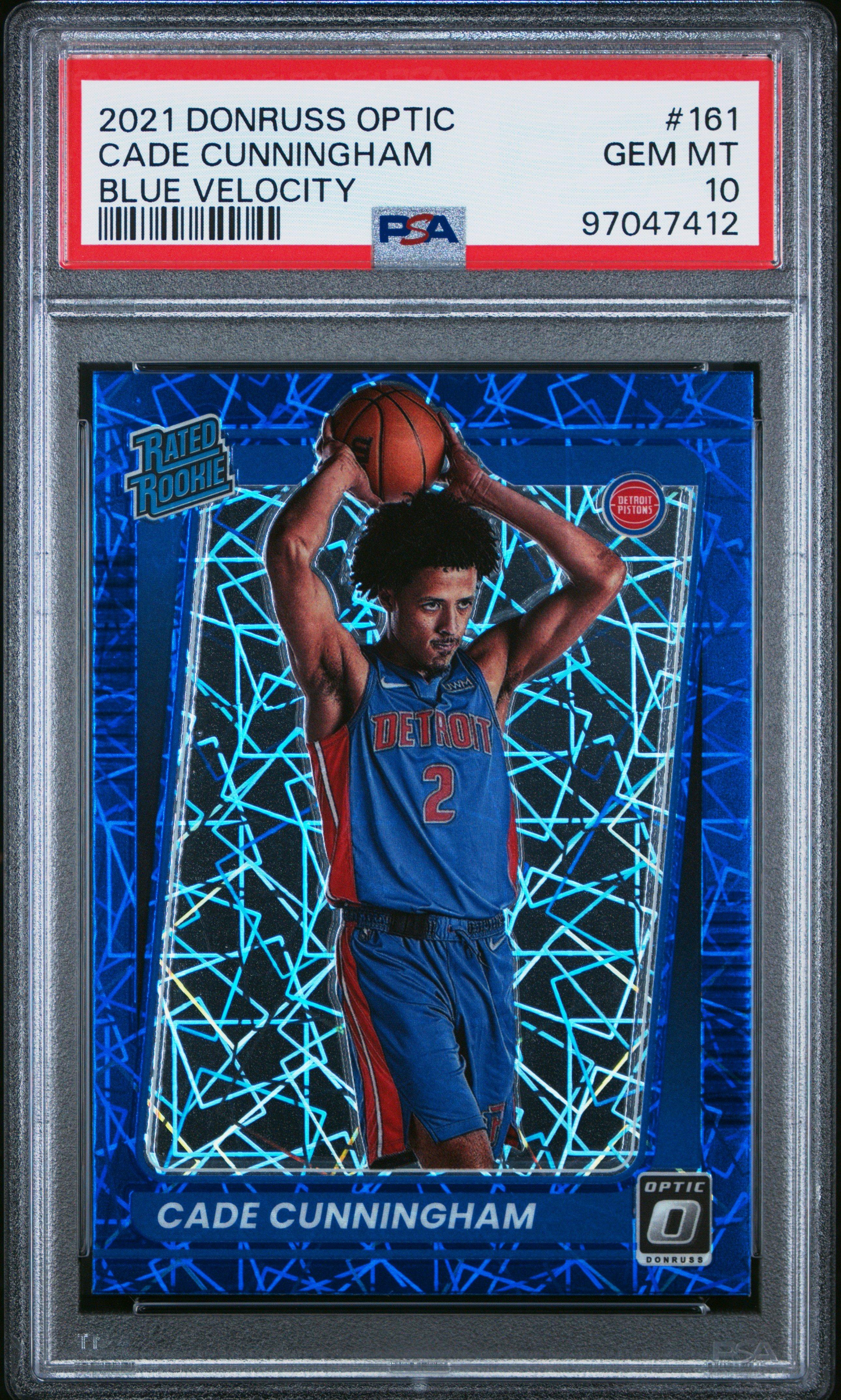 2021 Panini Donruss Optic 161 Cade Cunningham Blue Velocity PSA 10