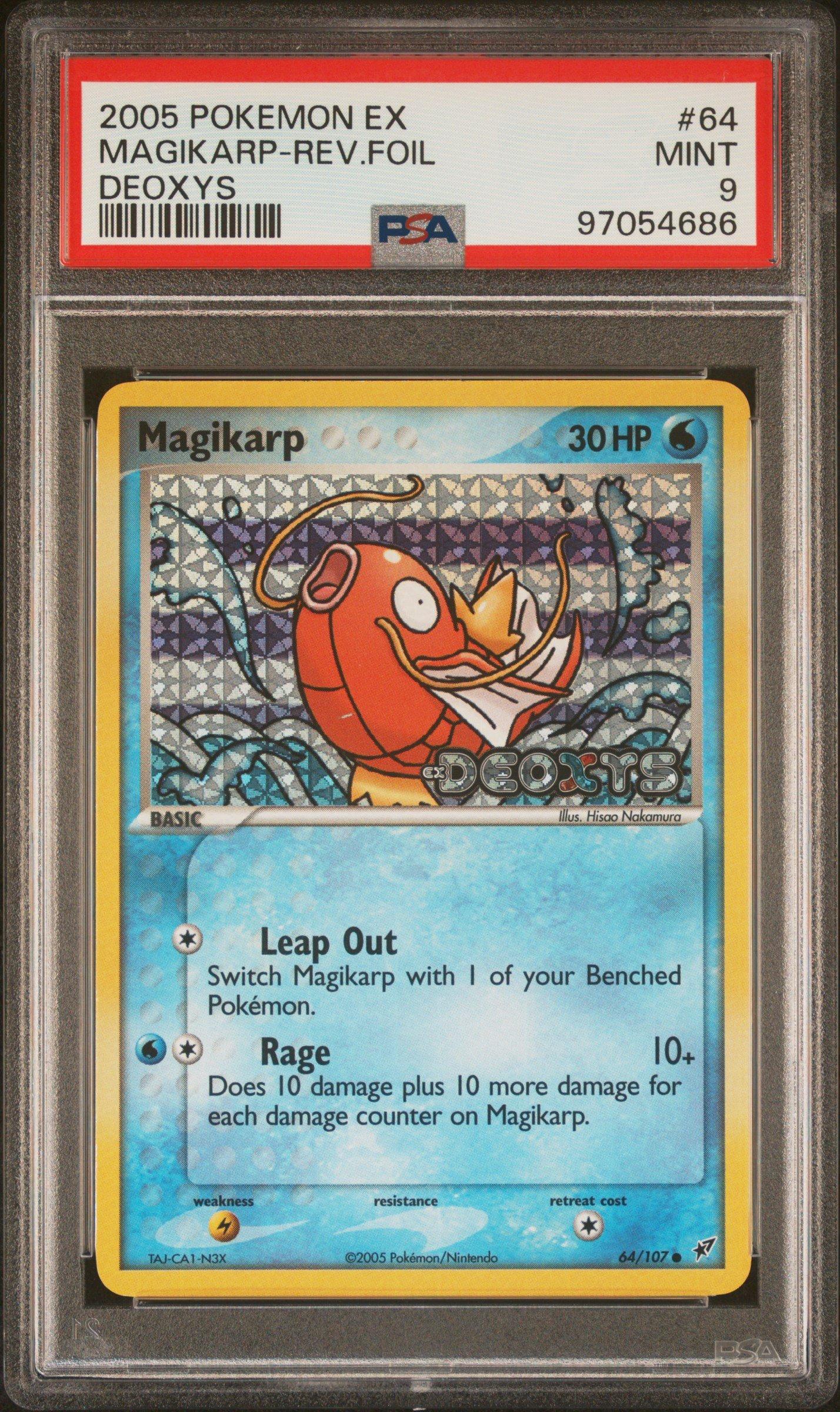 2005 Pokemon Ex Deoxys 64 Magikarp-reverse Foil PSA 9 Graded Card