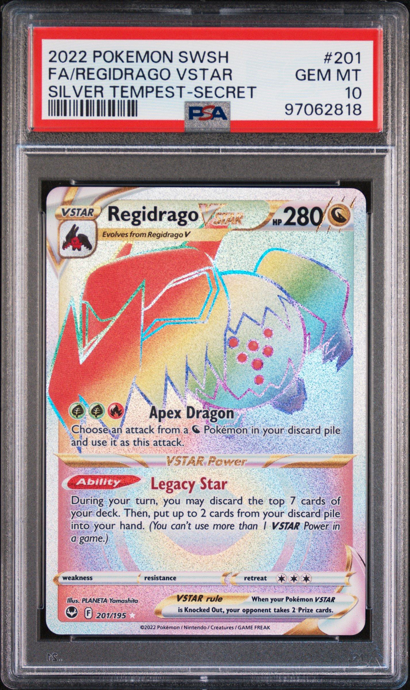 2022 Pokemon Sword & Shield Silver Tempest 201 Full Art/regidrago Vstar Secret PSA 10