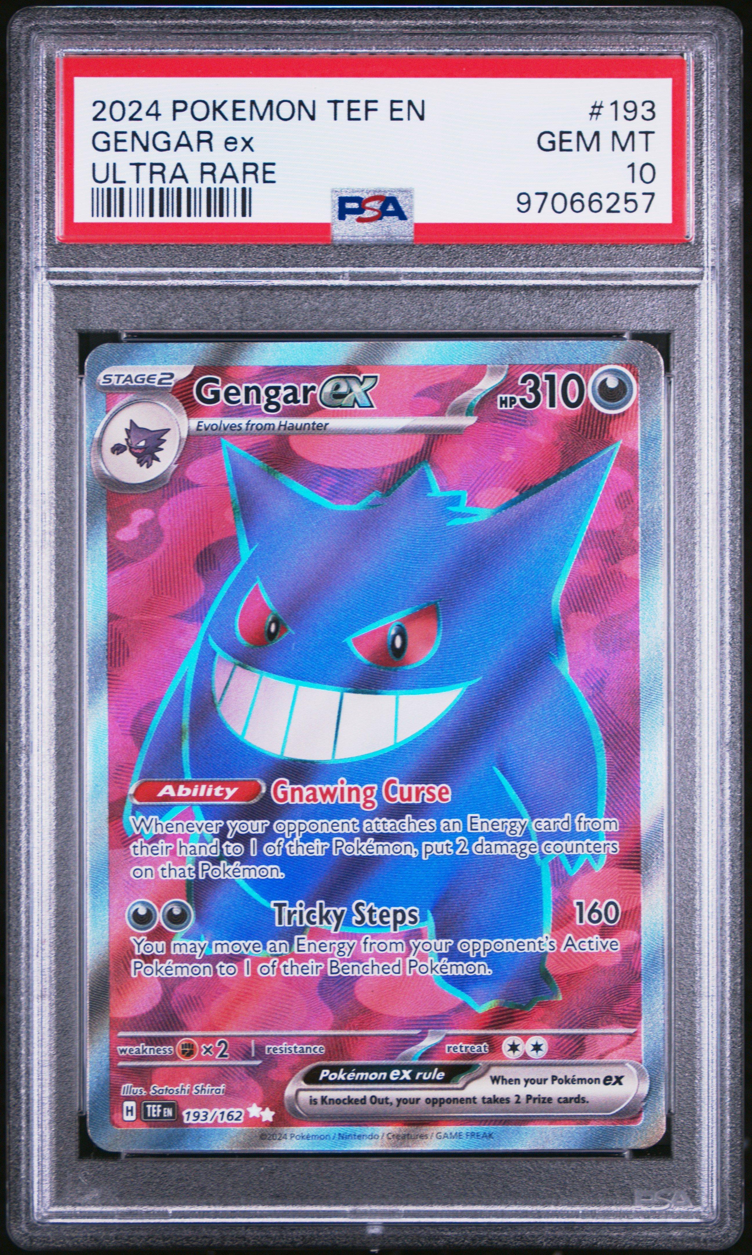 2024 Pokemon Tef En-temporal Forces 193 Gengar Ex Ultra Rare PSA