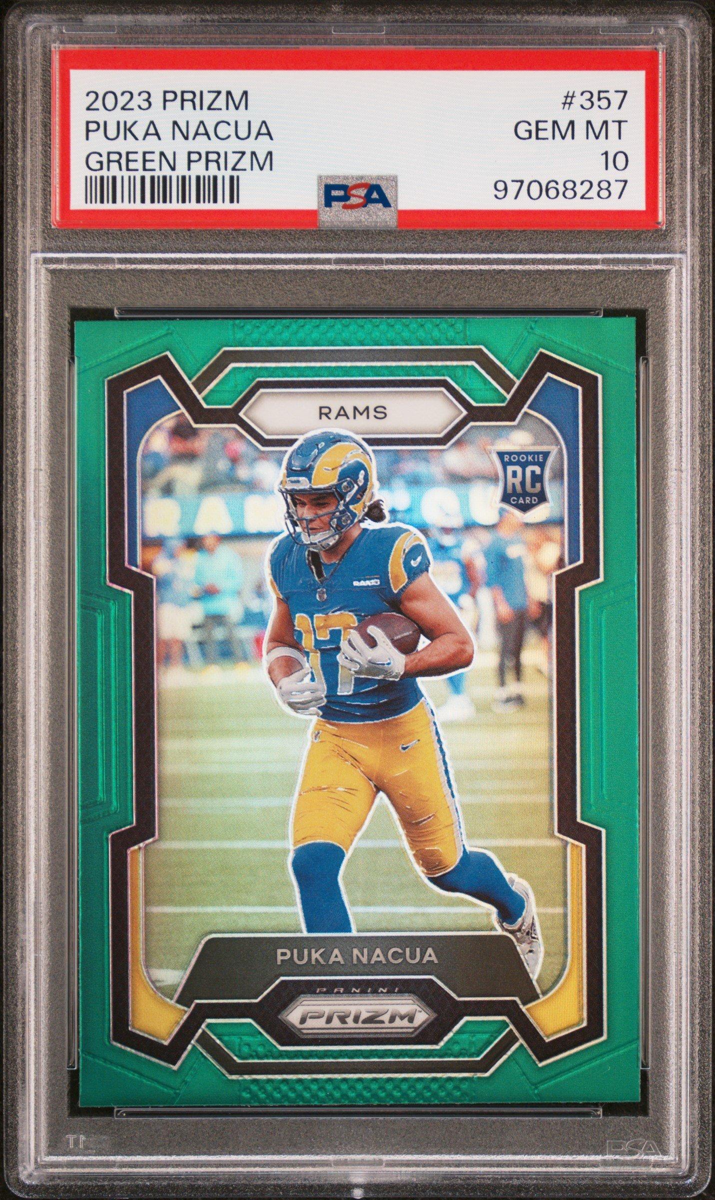 2023 Panini Prizm 357 Puka Nacua Green Prizm PSA 10