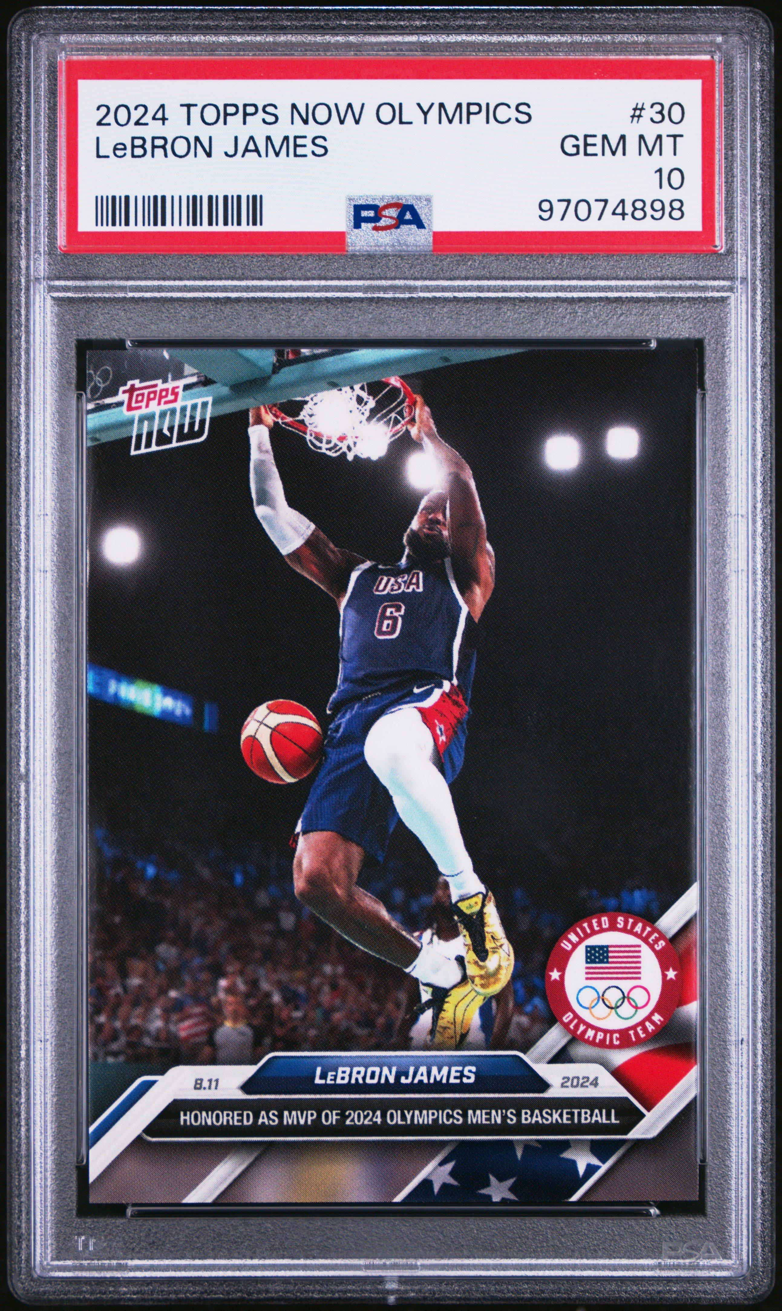 レブロン・ジェームズ　PSA 10 2024 Topps Now Olympic Games 30 Lebron James PSA 10 Graded Card
