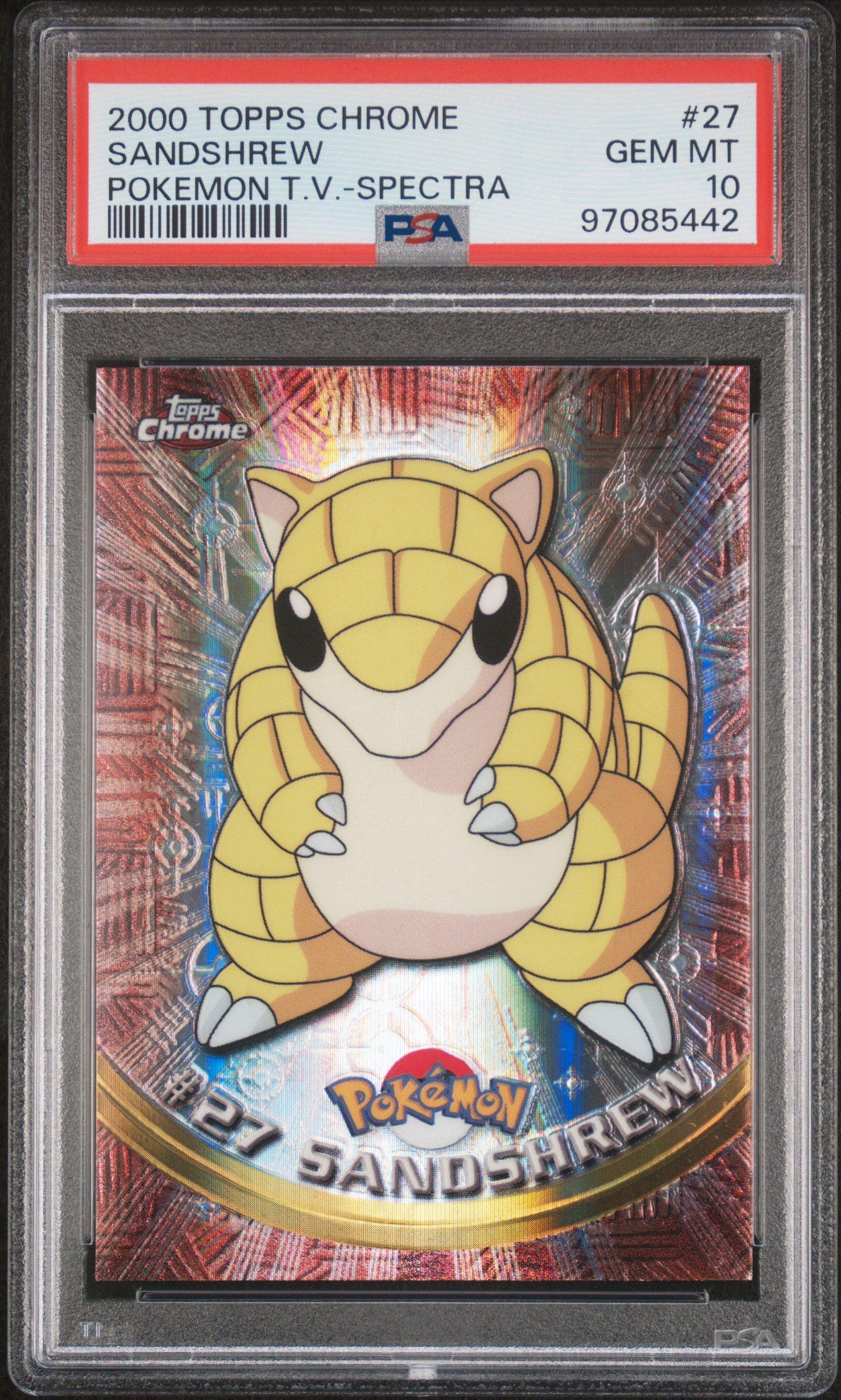 2000 Topps Chrome Pokemon T.v. 27 Sandshrew Spectra PSA 10 Graded