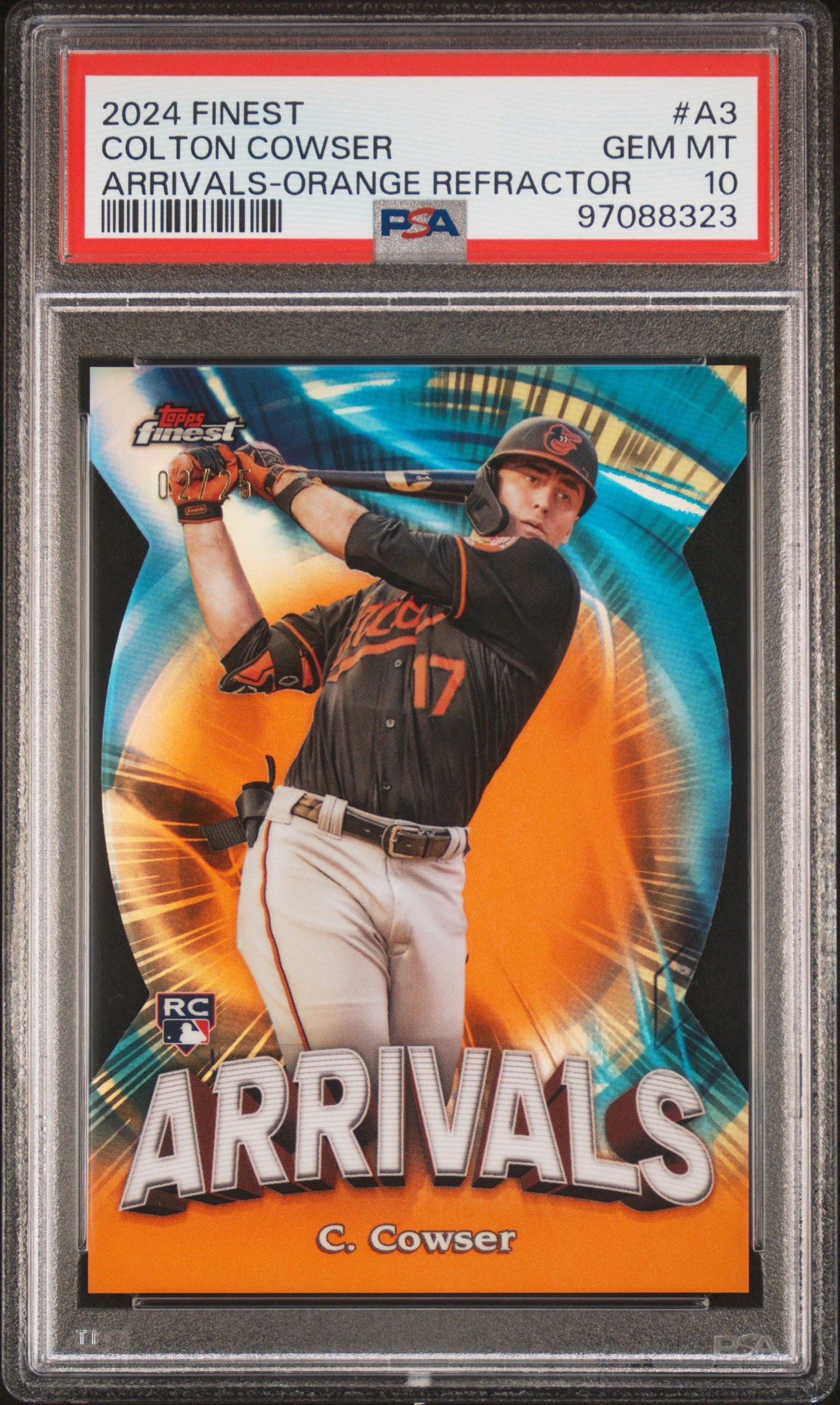 2024 Topps Finest Arrivals A3 Colton Cowser Orange Refractor PSA 10