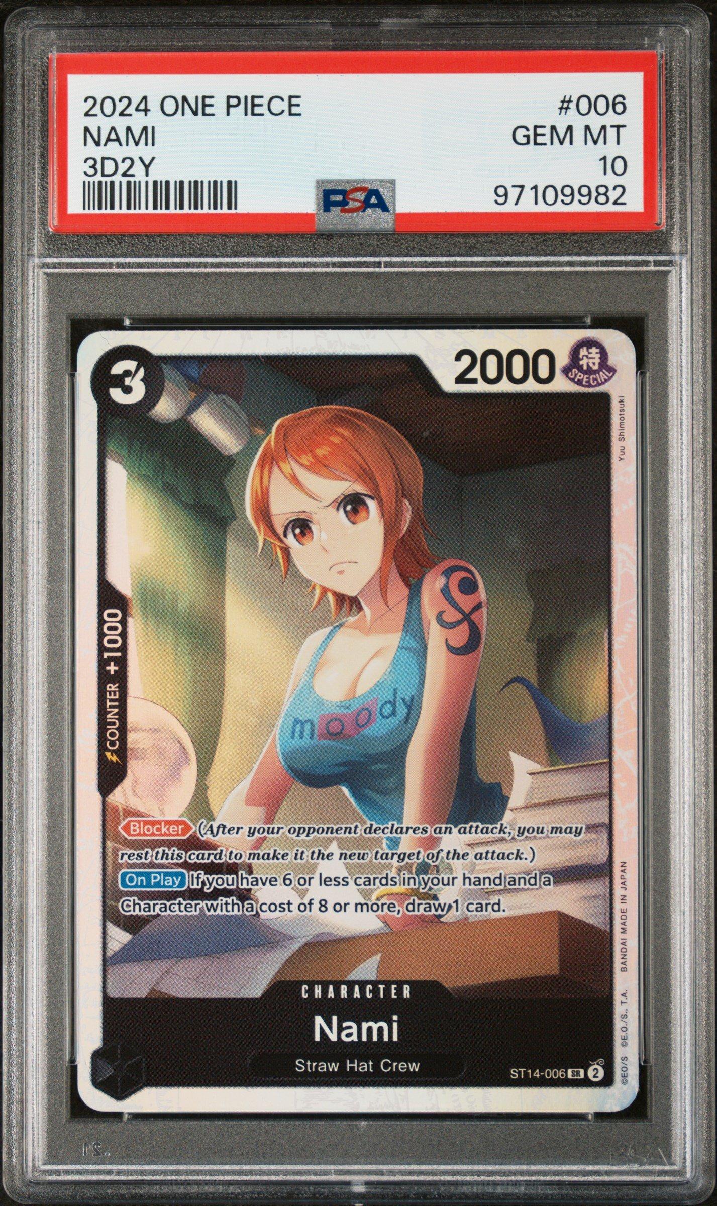 2024 One Piece Starter Deck St14-3d2y 006 Nami PSA 10 Graded Card