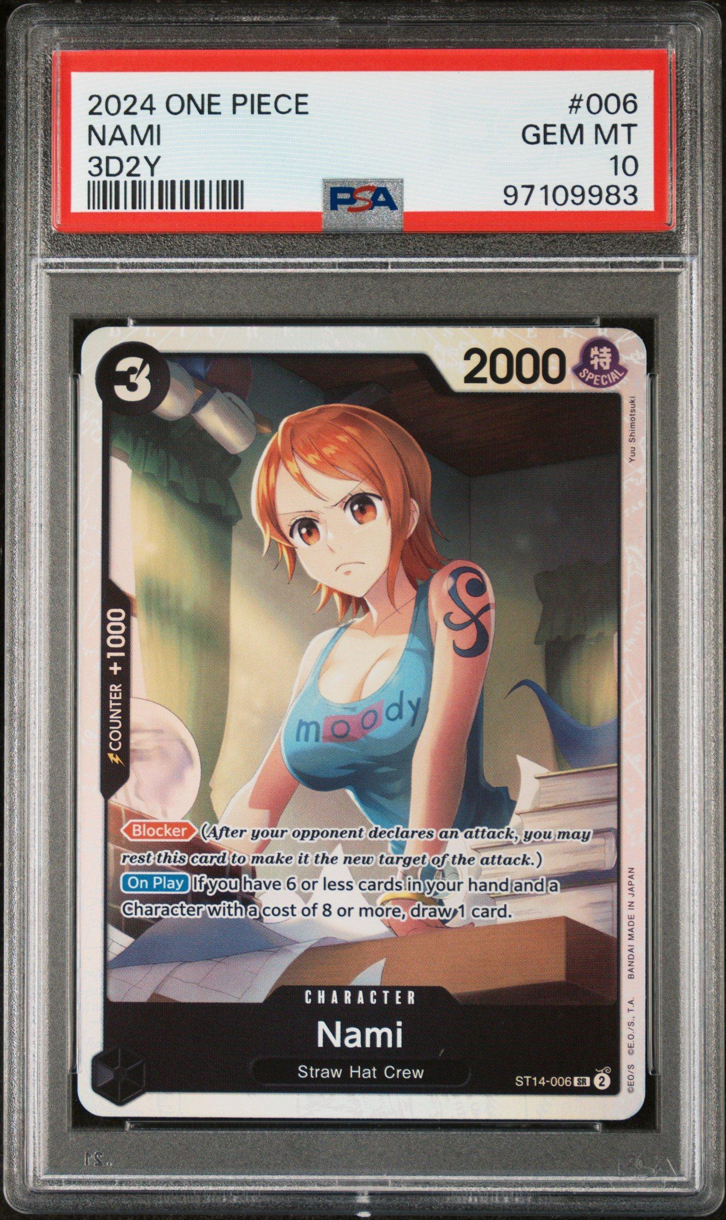 2024 One Piece Starter Deck St14-3d2y 006 Nami PSA 10 Graded Card