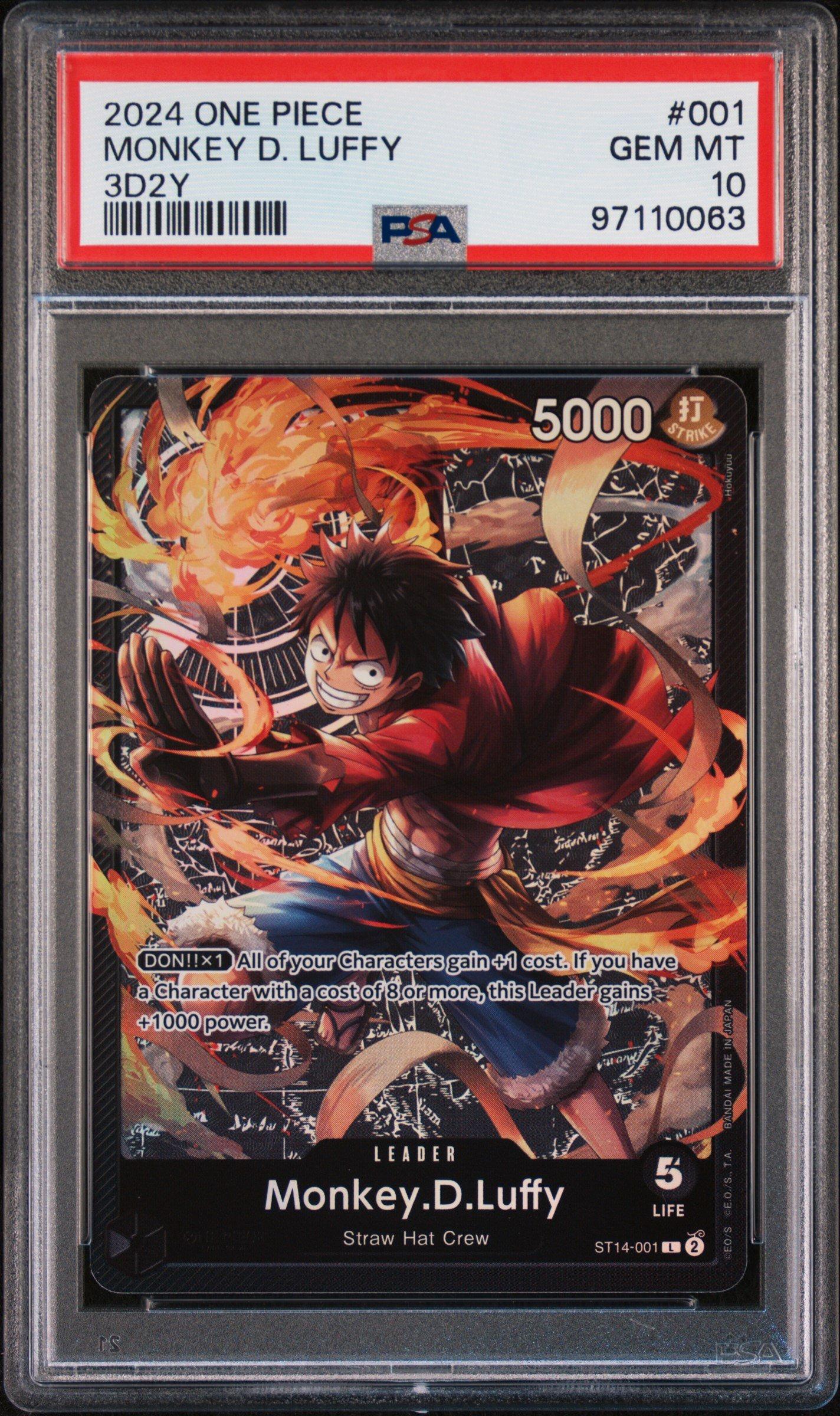 2024 One Piece Starter Deck-3d2y 001 Monkey D. Luffy PSA 10 Graded
