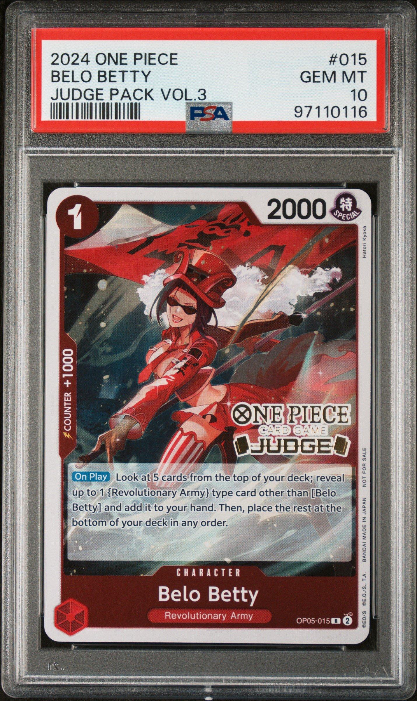 2024 One Piece Judge Pack Volume 3 015 Belo Betty PSA 10 Graded