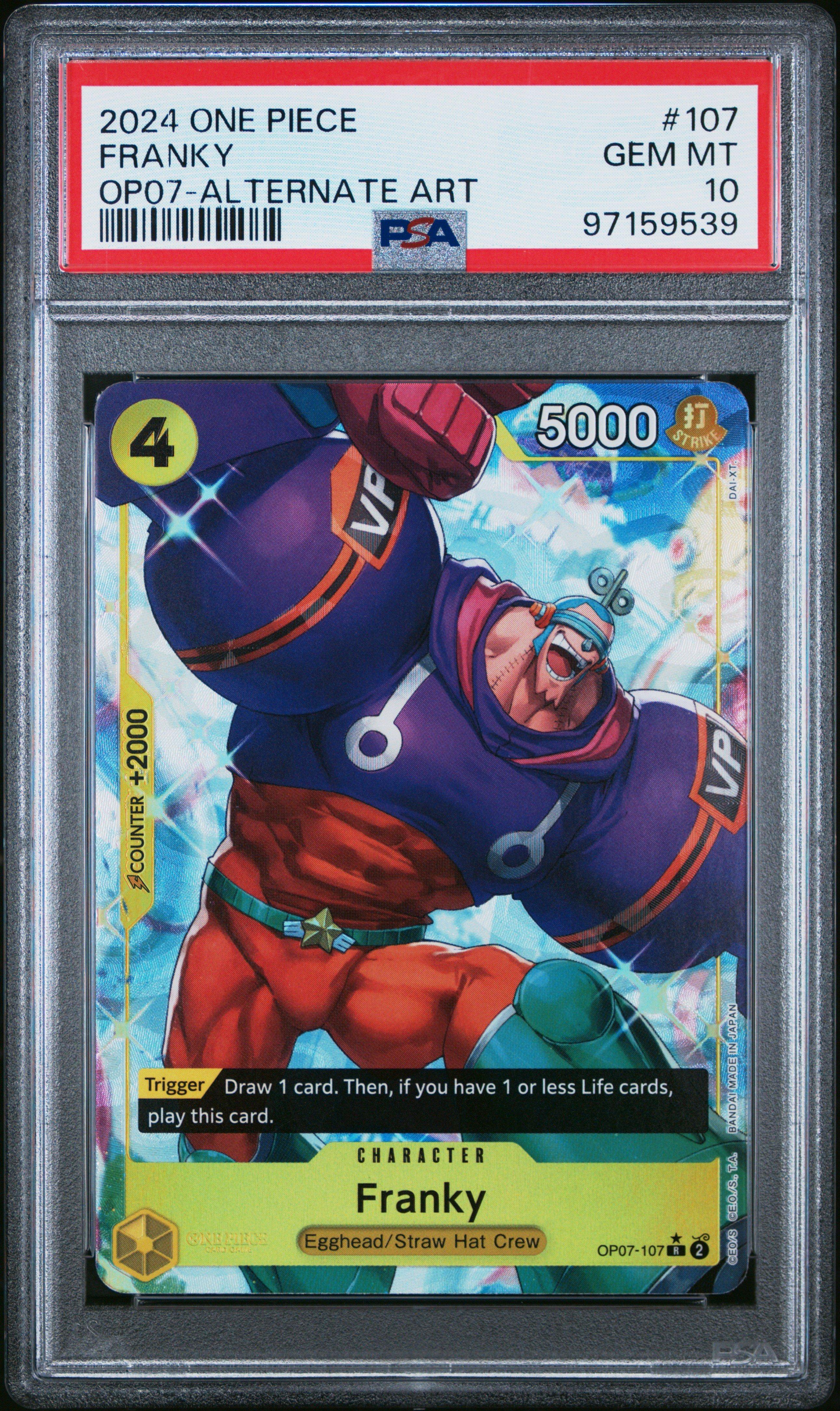 2024 One Piece 500 Years In The Future 107 Franky Alternate Art PSA 10