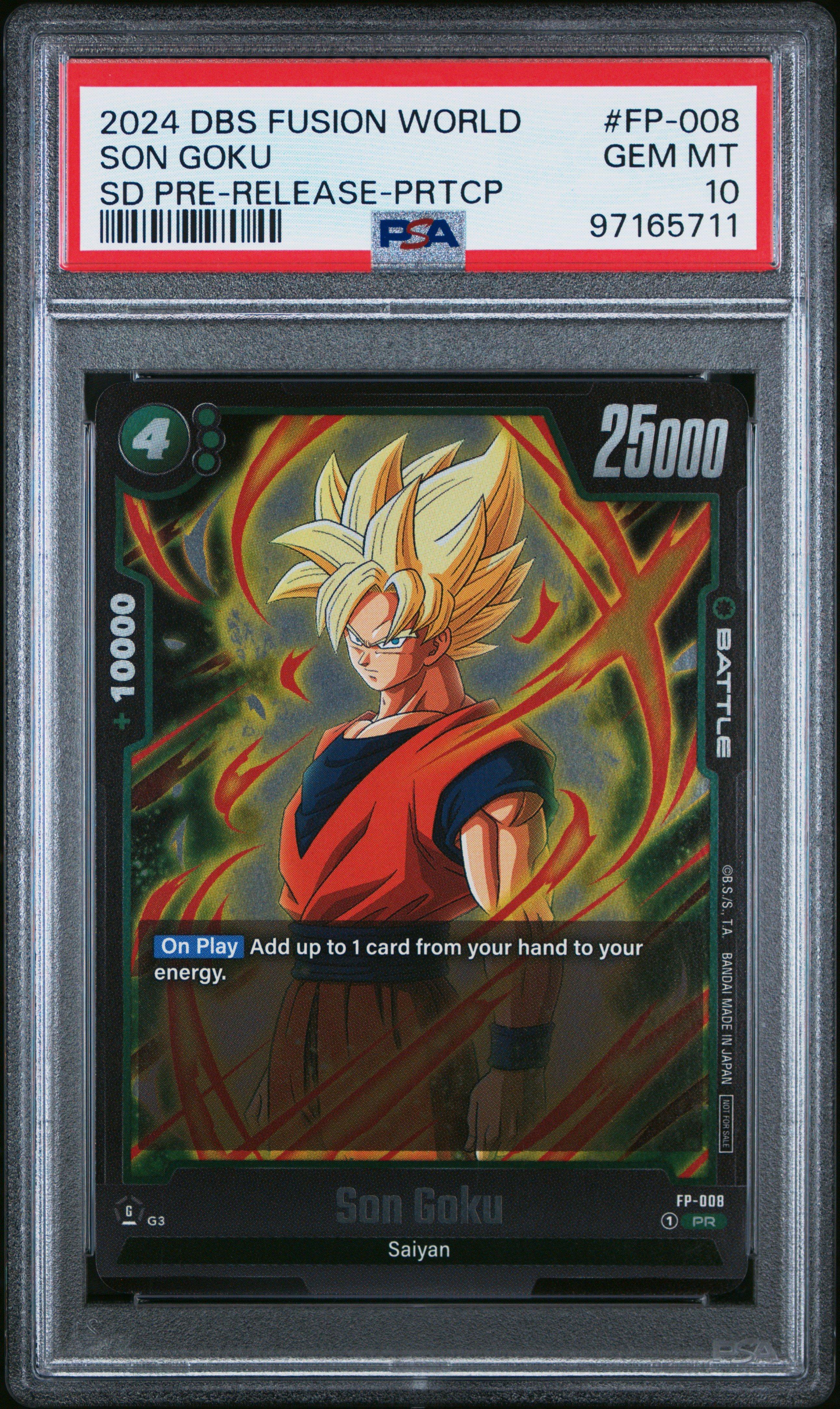 2024 Dragon Ball Super Card Game Fusion World Starter Deck Pre-release Event Fp-008 Son Goku Participation PSA 10