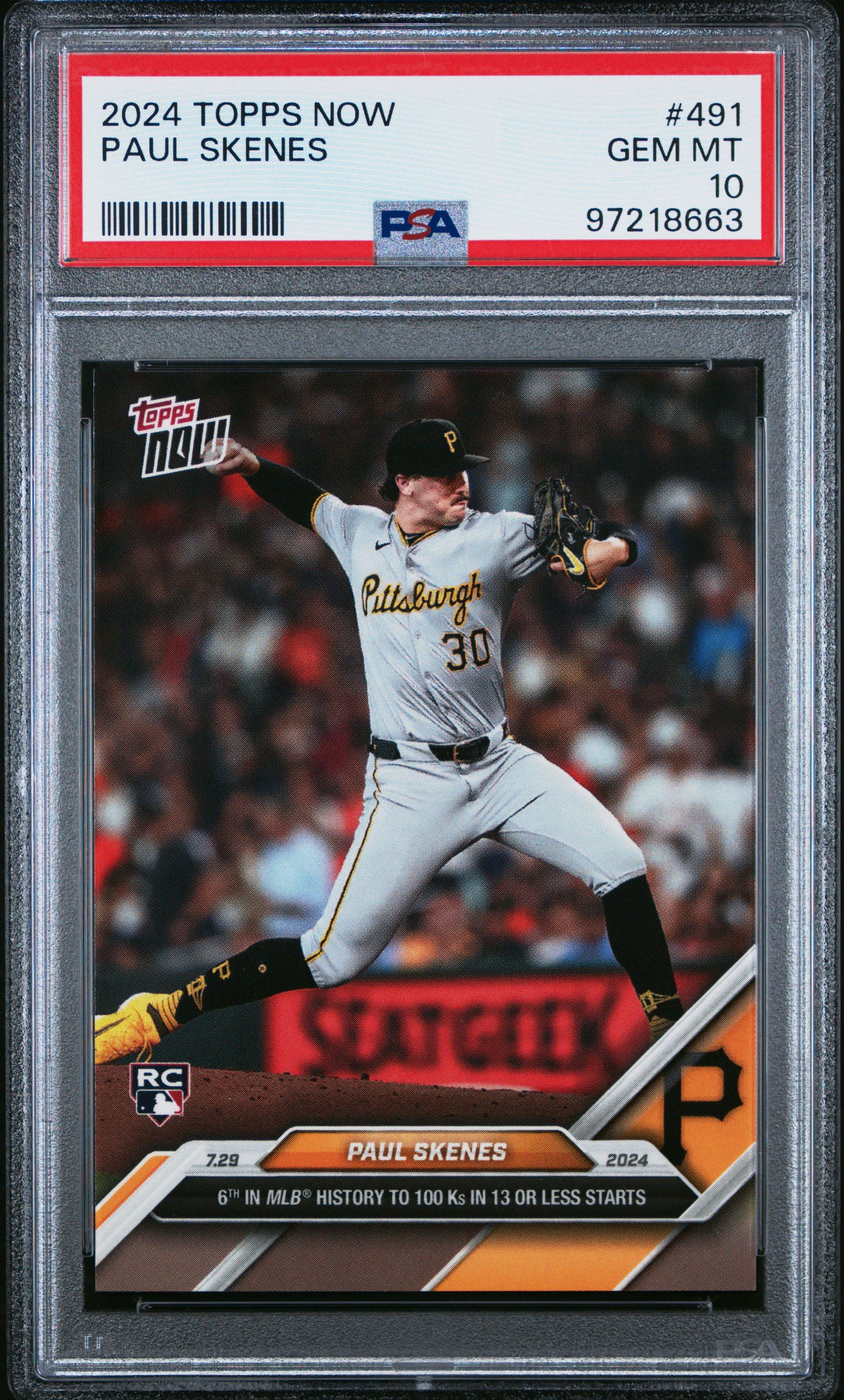 2024 Topps Now 491 Paul Skenes PSA 10