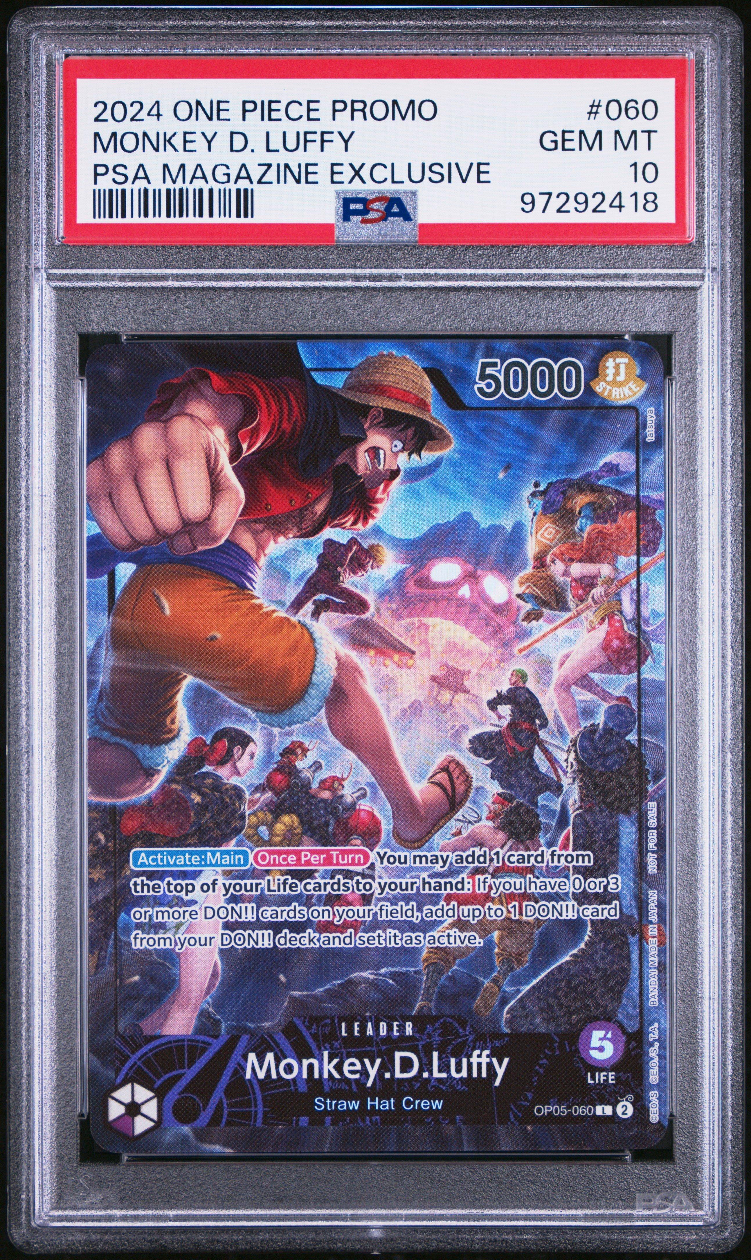 2024 One Piece Promos 060 Monkey D. Luffy Psa Magazine Exclusive