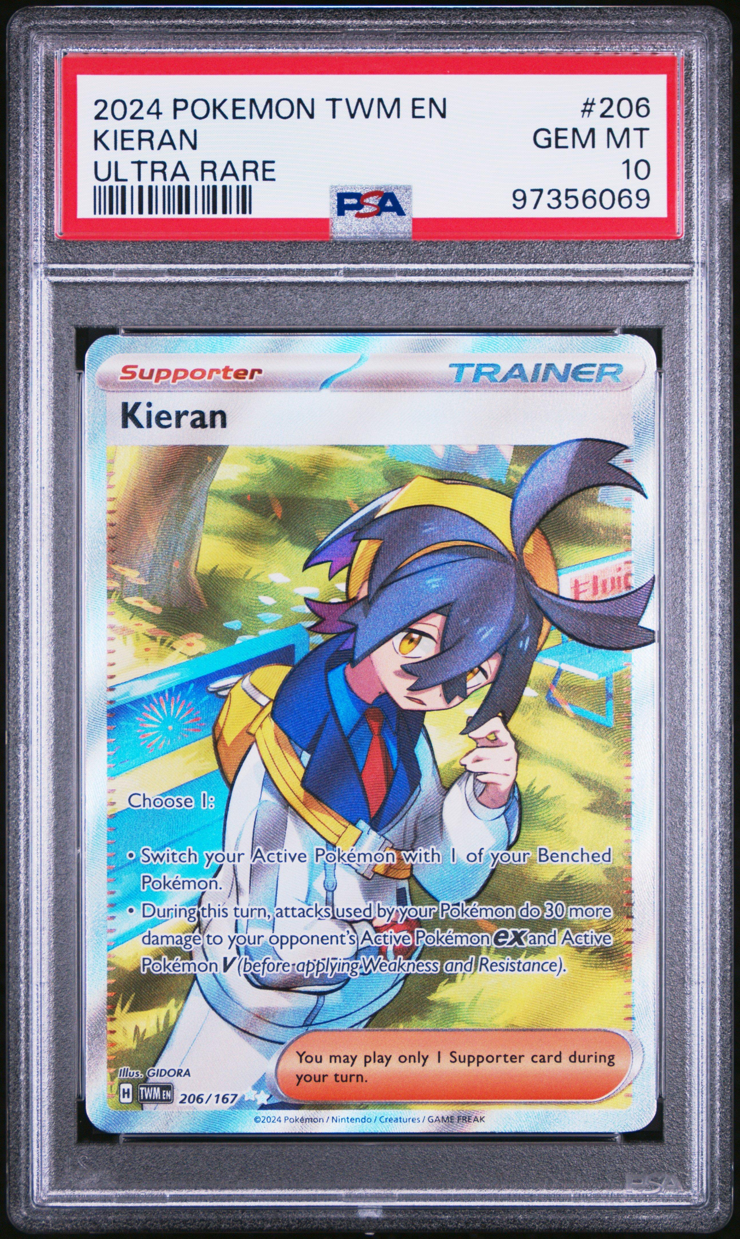 2024 Pokemon Twm En-twilight Masquerade 206 Kieran Ultra Rare PSA 10