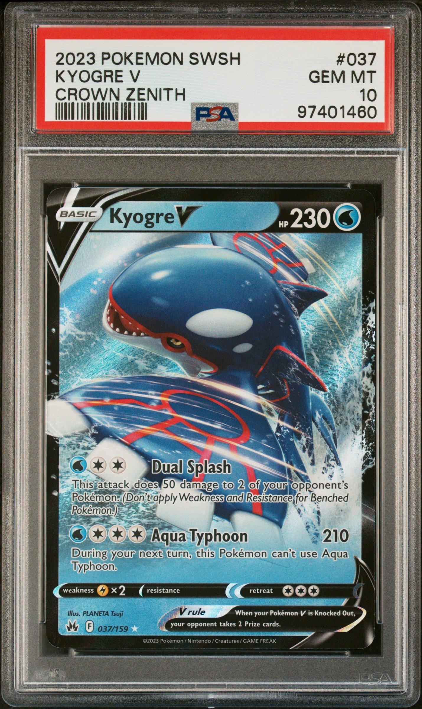 2023 Pokemon Sword And Shield Crown Zenith 037 Kyogre V PSA 10