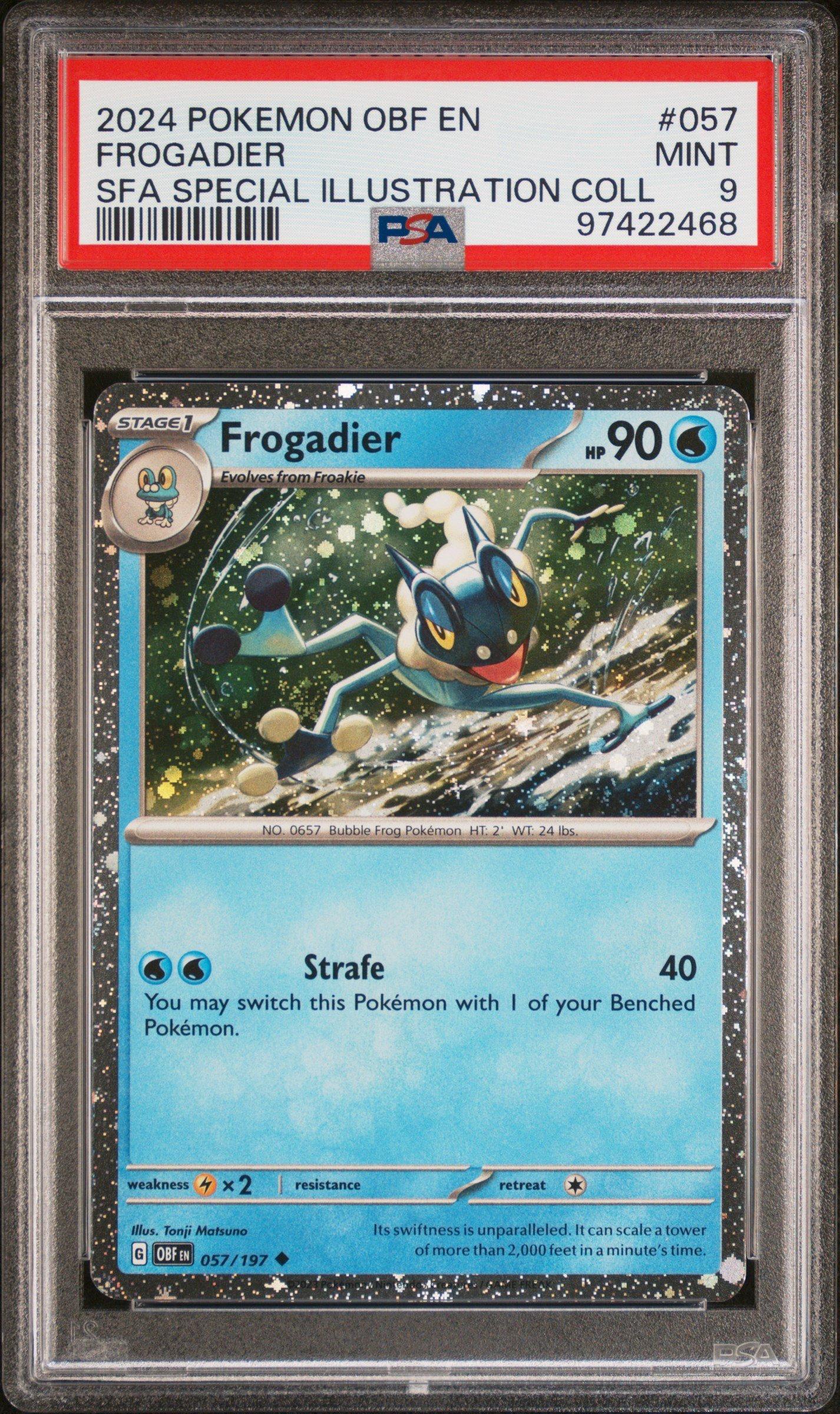 2024 Pokemon Obf En-obsidian Flames 057 Frogadier Shrouded Fable Special Illustration Collection PSA 9