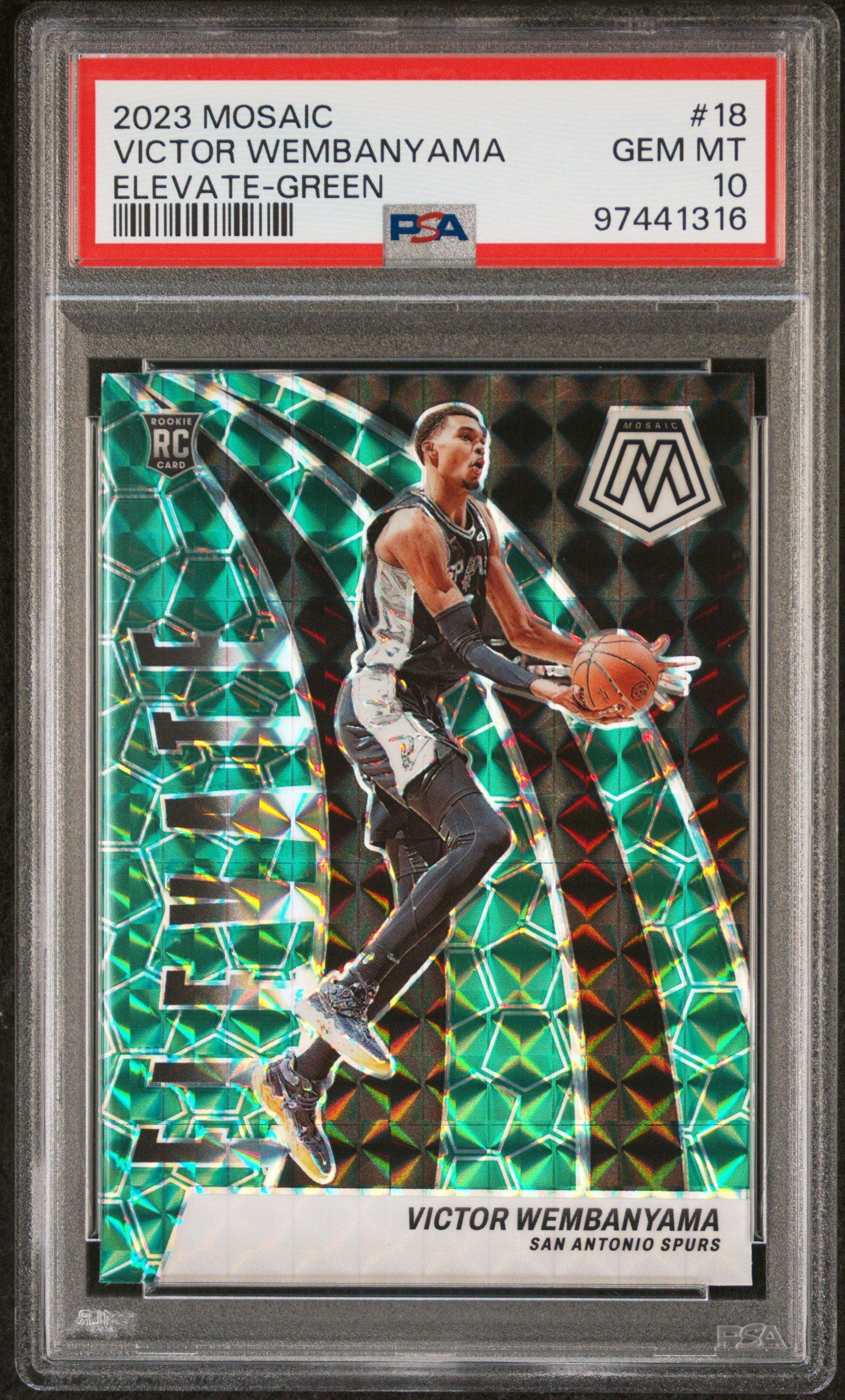 2023 Panini Mosaic Elevate 18 Victor Wembanyama Green PSA 10