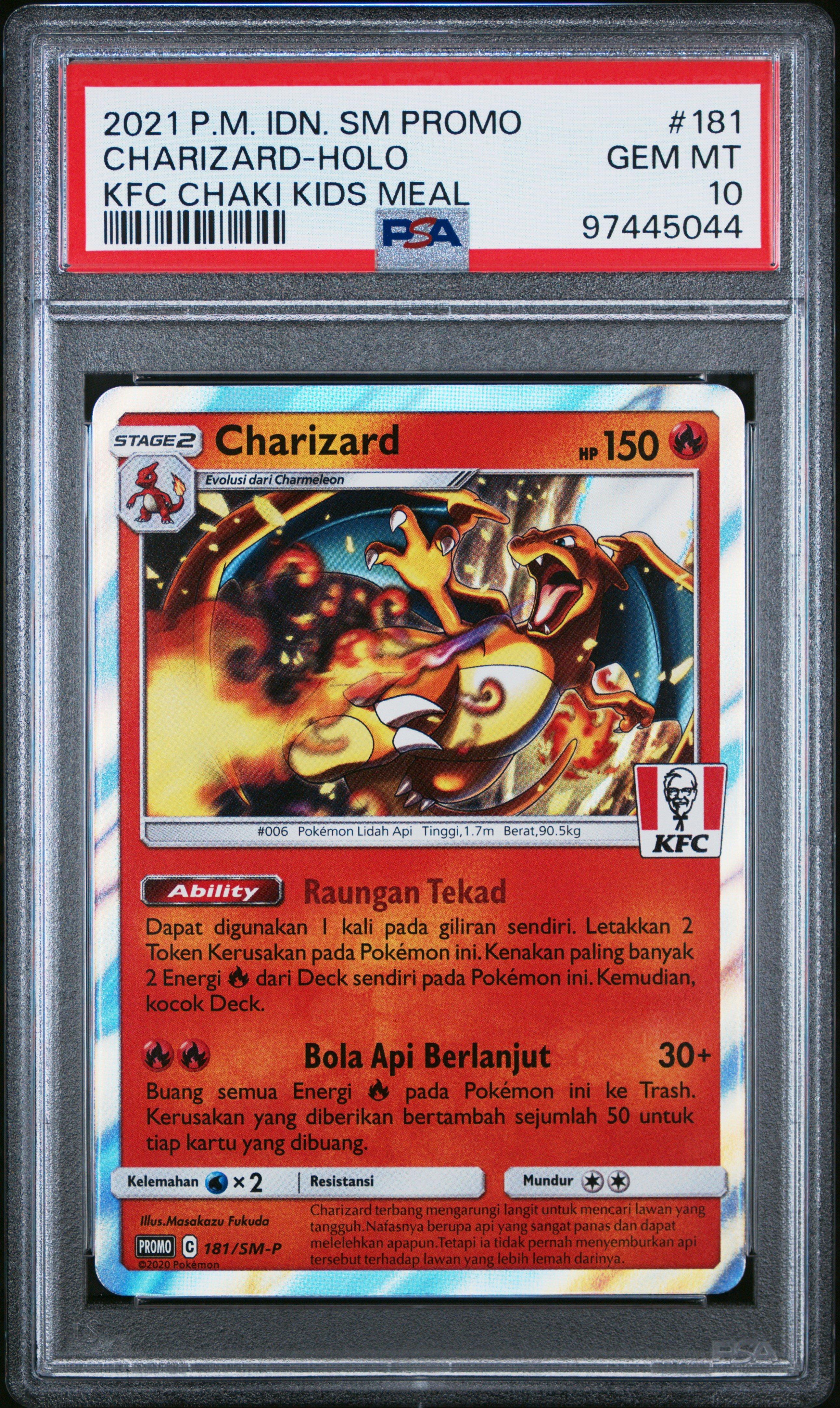 2021 Pokemon Indonesian Sm Promo 181 Charizard-holo Kfc Chaki Kids