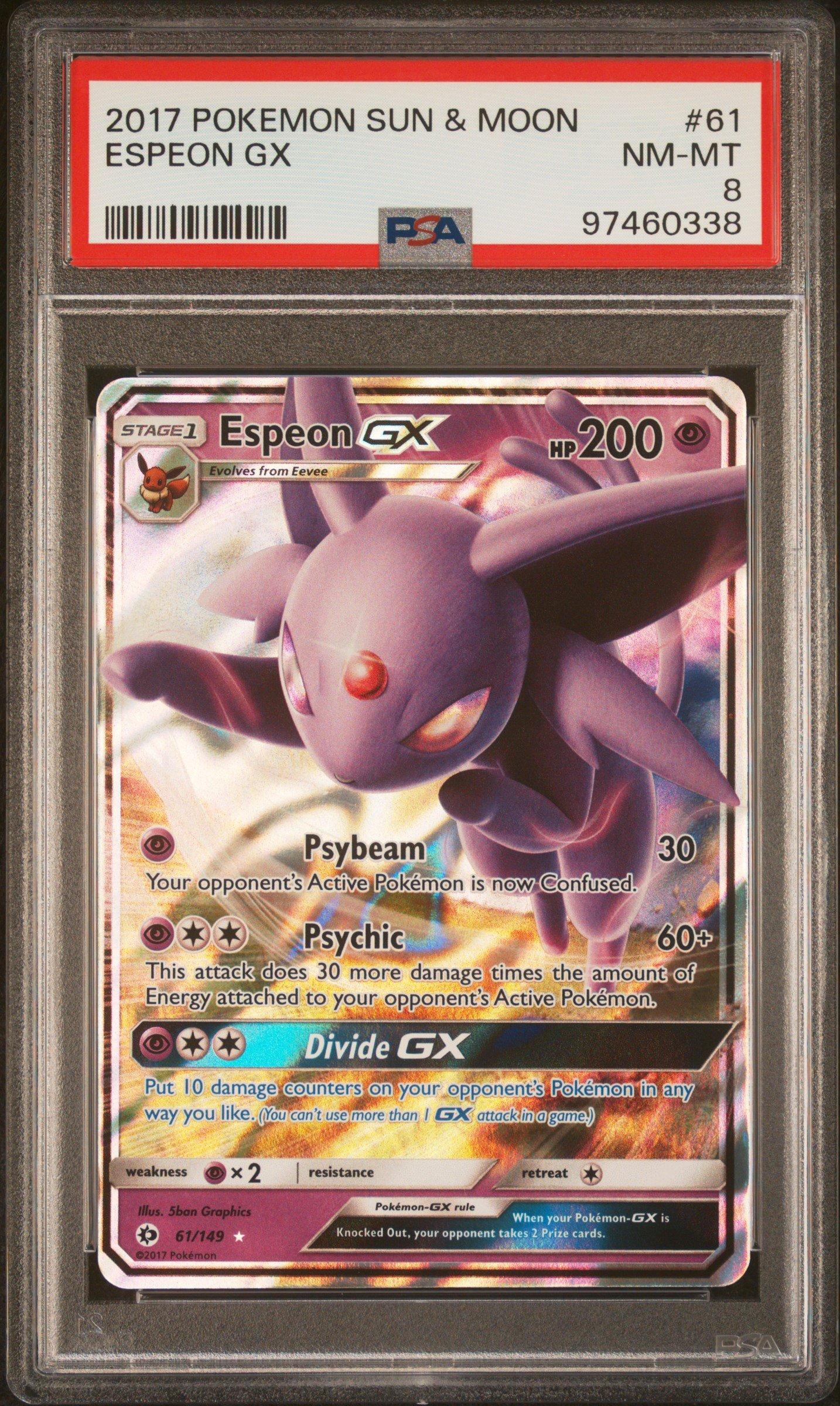 2017 Pokemon Sun & Moon 61 Espeon Gx PSA 8