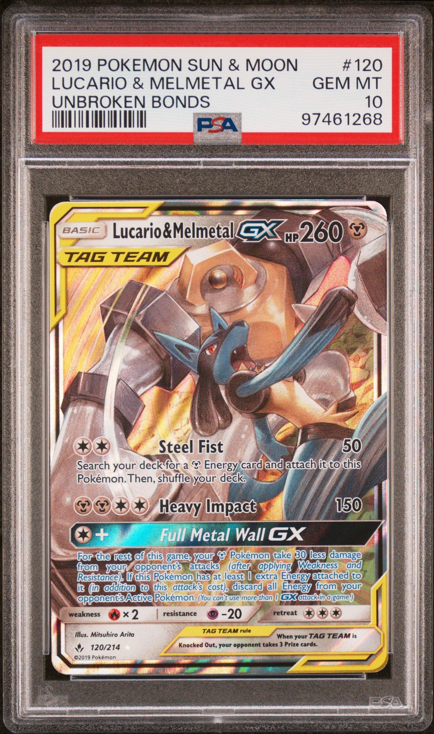 2019 Pokemon Sun & Moon Unbroken Bonds 120 Lucario & Melmetal Gx