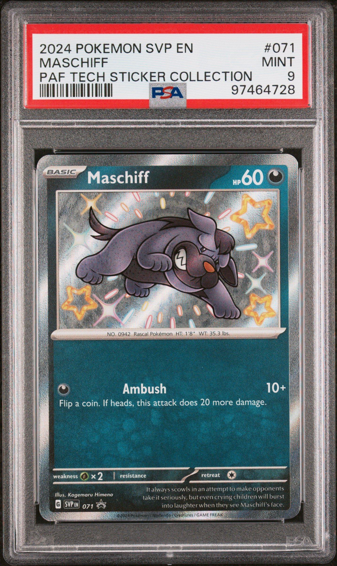 2024 Pokemon Svp En-sv Black Star Promo 071 Maschiff Paldean Fates Tech  Sticker Collection PSA 9 Graded Card | GameStop