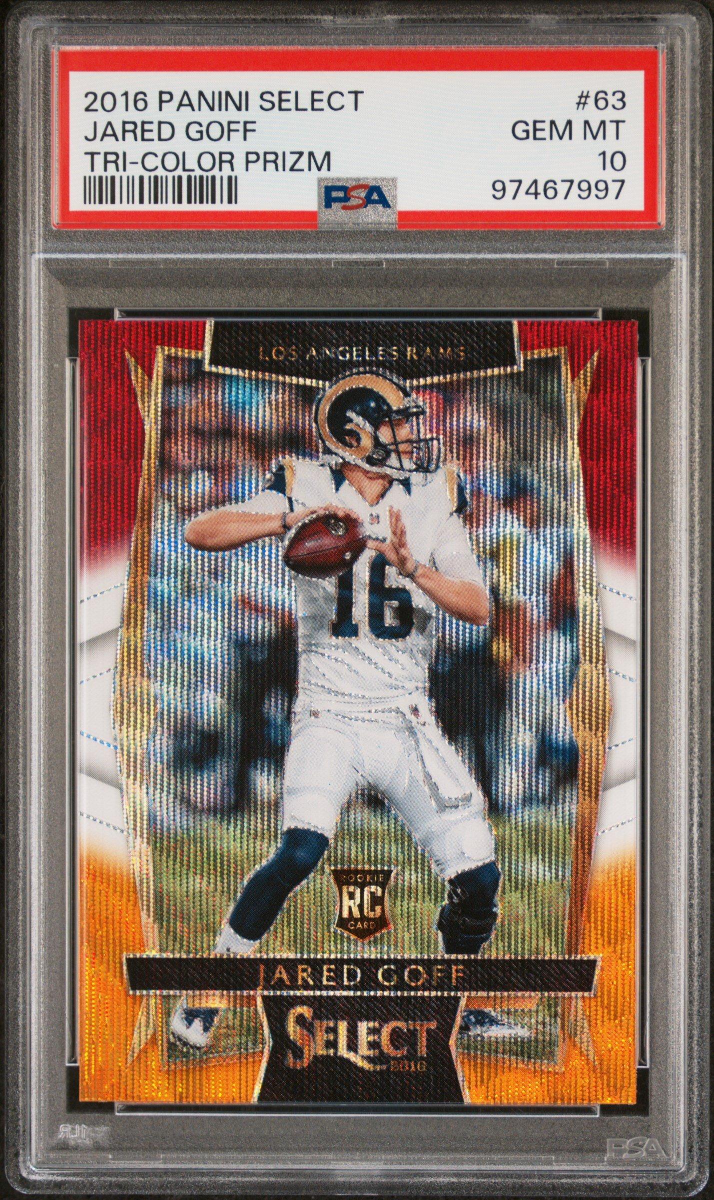 2016 Panini Select 63 Jared Goff Tri-color Prizm PSA 10