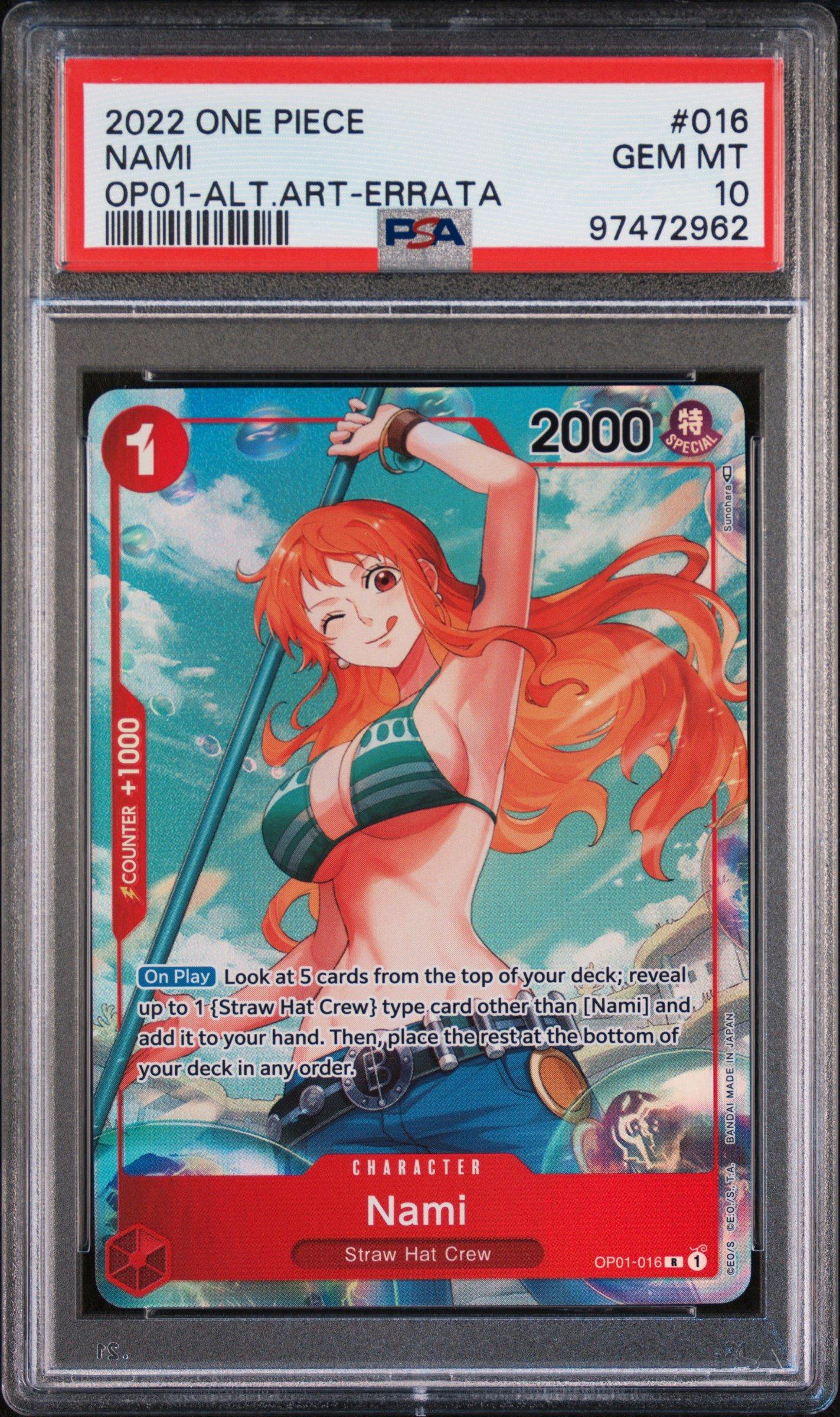 2022 One Piece Romance Dawn 016 Nami Alternate Art-errata PSA 10