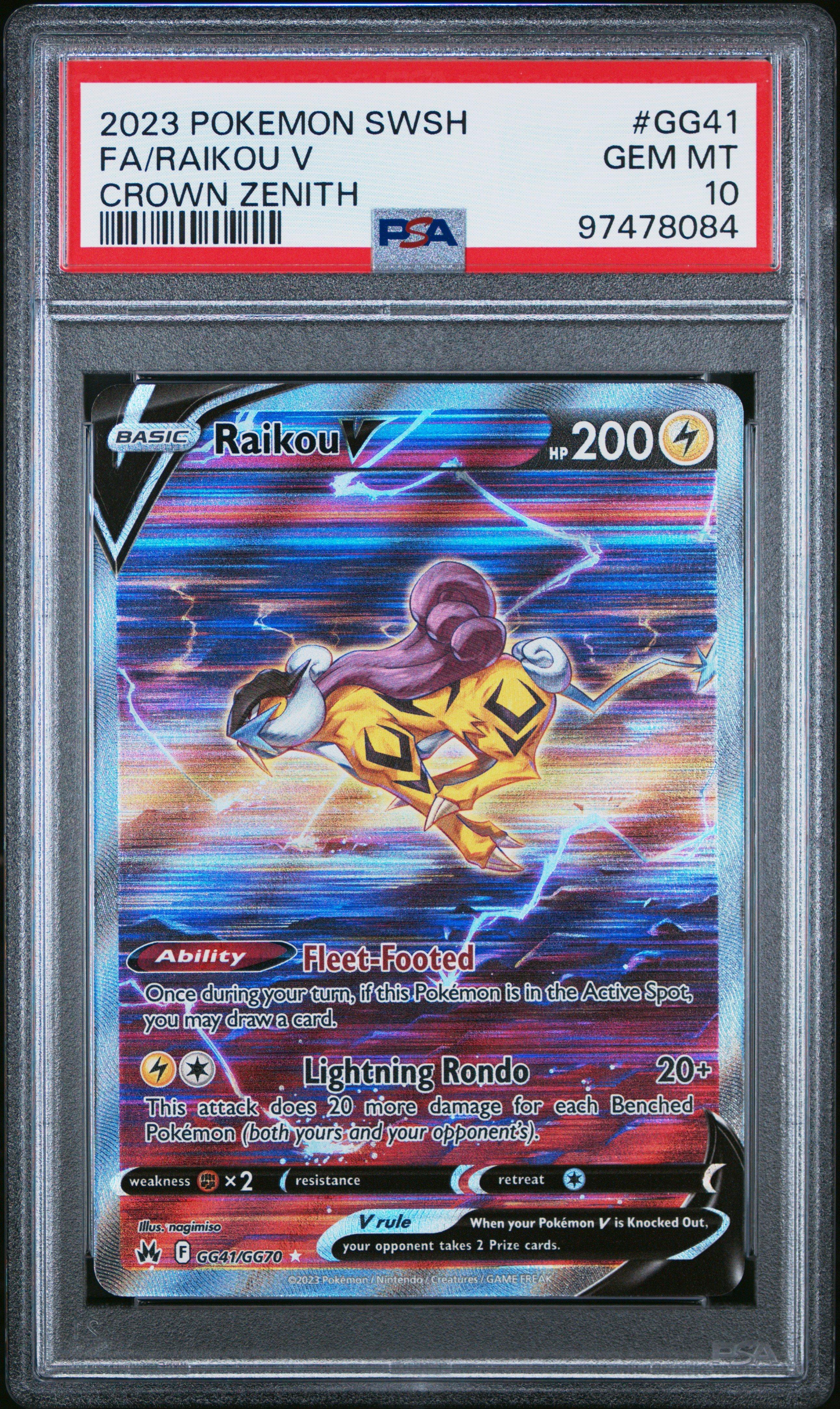 2023 Pokemon Sword And Shield Crown Zenith Gg41 Full Art/raikou V