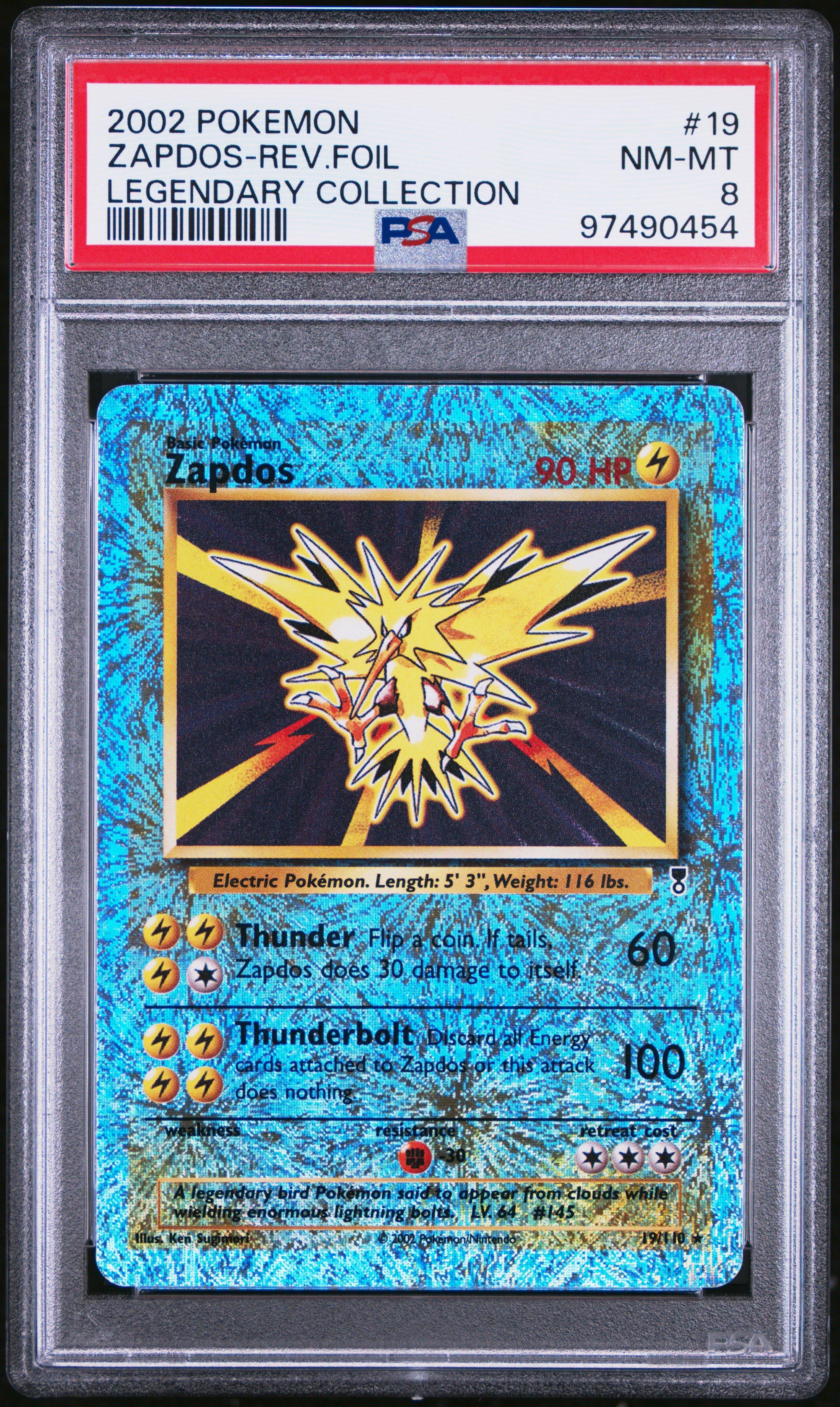 2002 Pokemon Legendary Collection 19 Zapdos-reverse Foil PSA 8