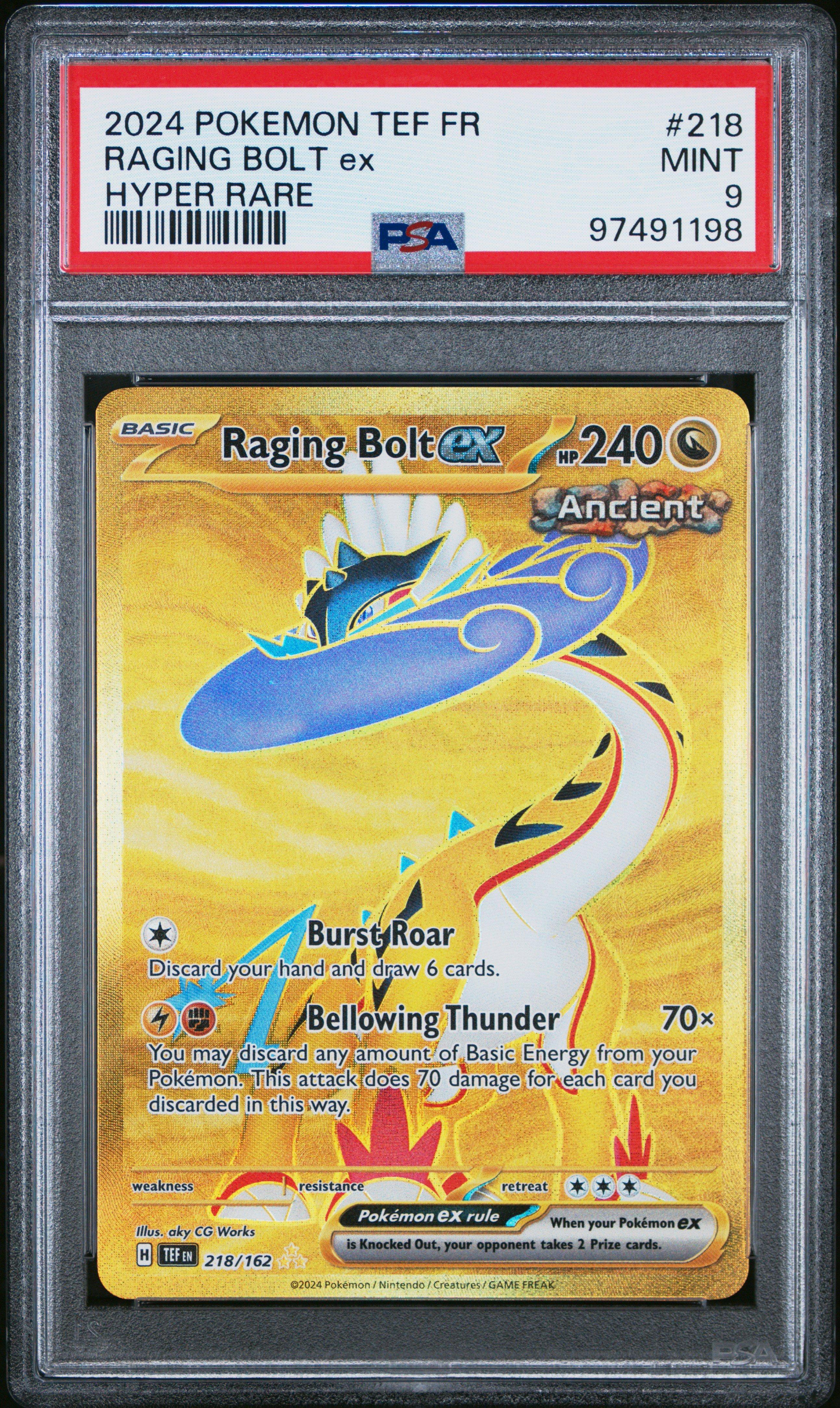 2024 Pokemon French Tef Fr-temporal Forces 218 Raging Bolt Ex Hyper Rare PSA 9