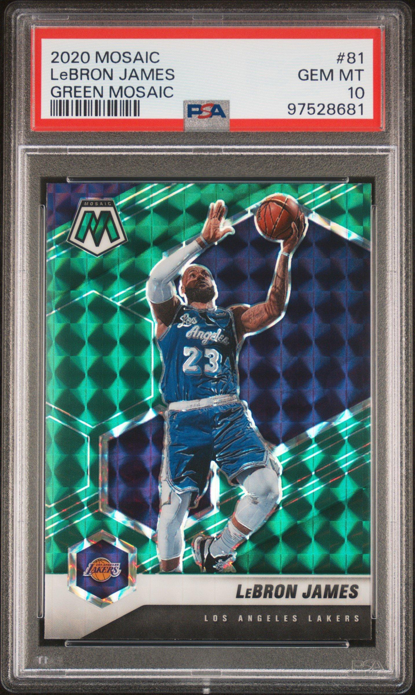 2020 Panini Mosaic 81 Lebron James Green Mosaic PSA 10