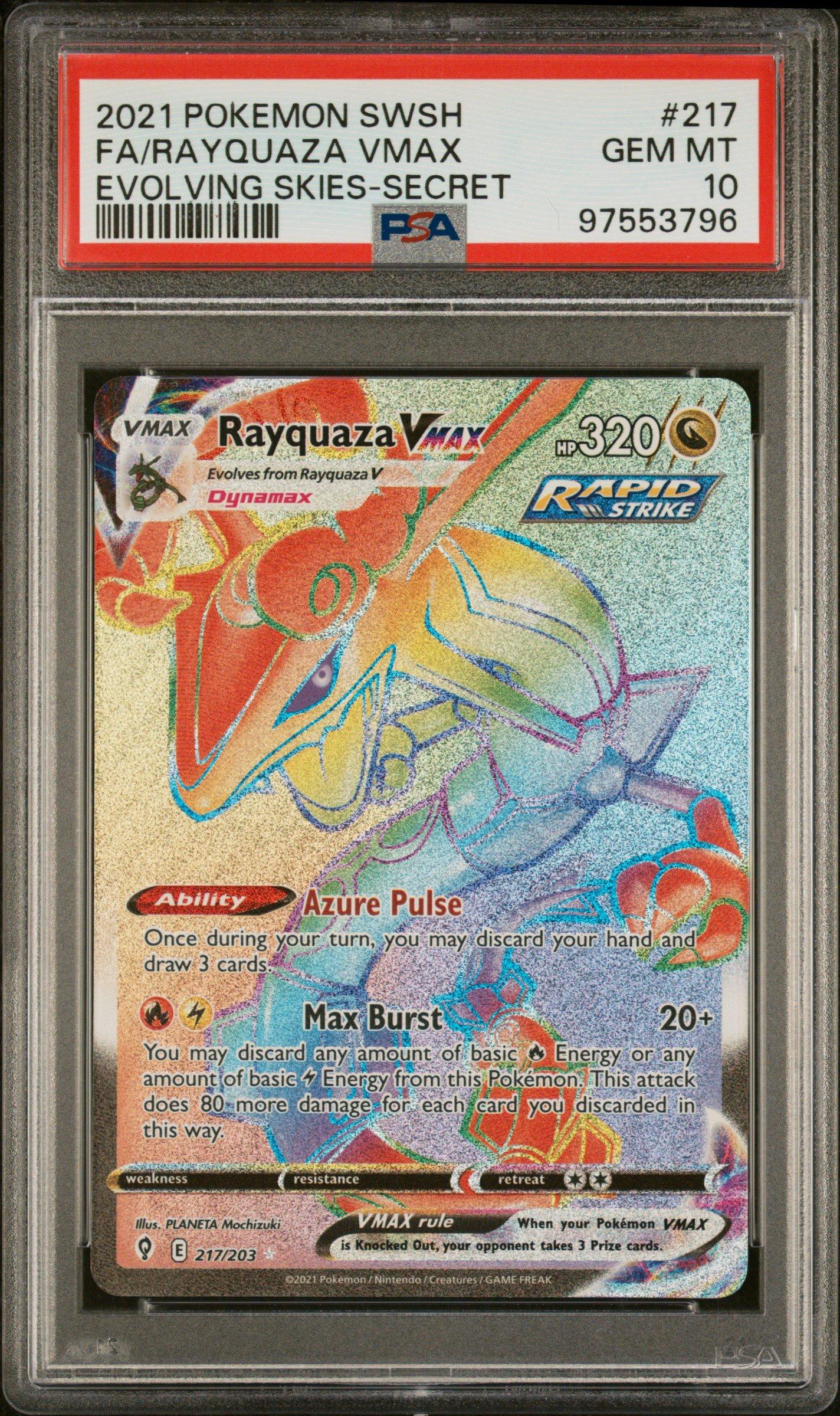 2021 Pokemon Sword & Shield Evolving Skies 217 Full Art/rayquaza Vmax  Secret PSA 10 Graded Card | GameStop