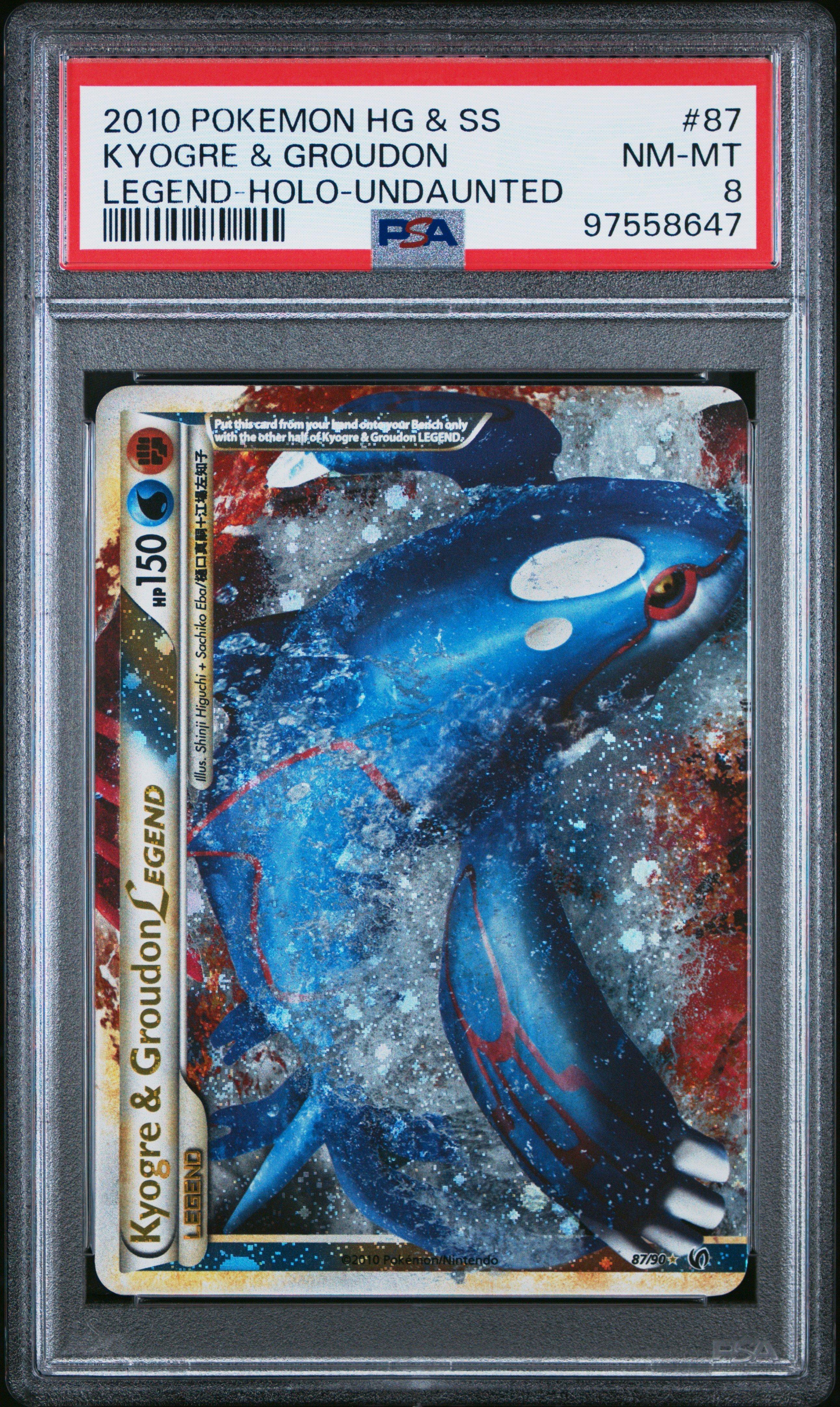 2010 Pokemon Heartgold & Soulsilver Undaunted 87 Kyogre & Groudon Legend-holo PSA 8