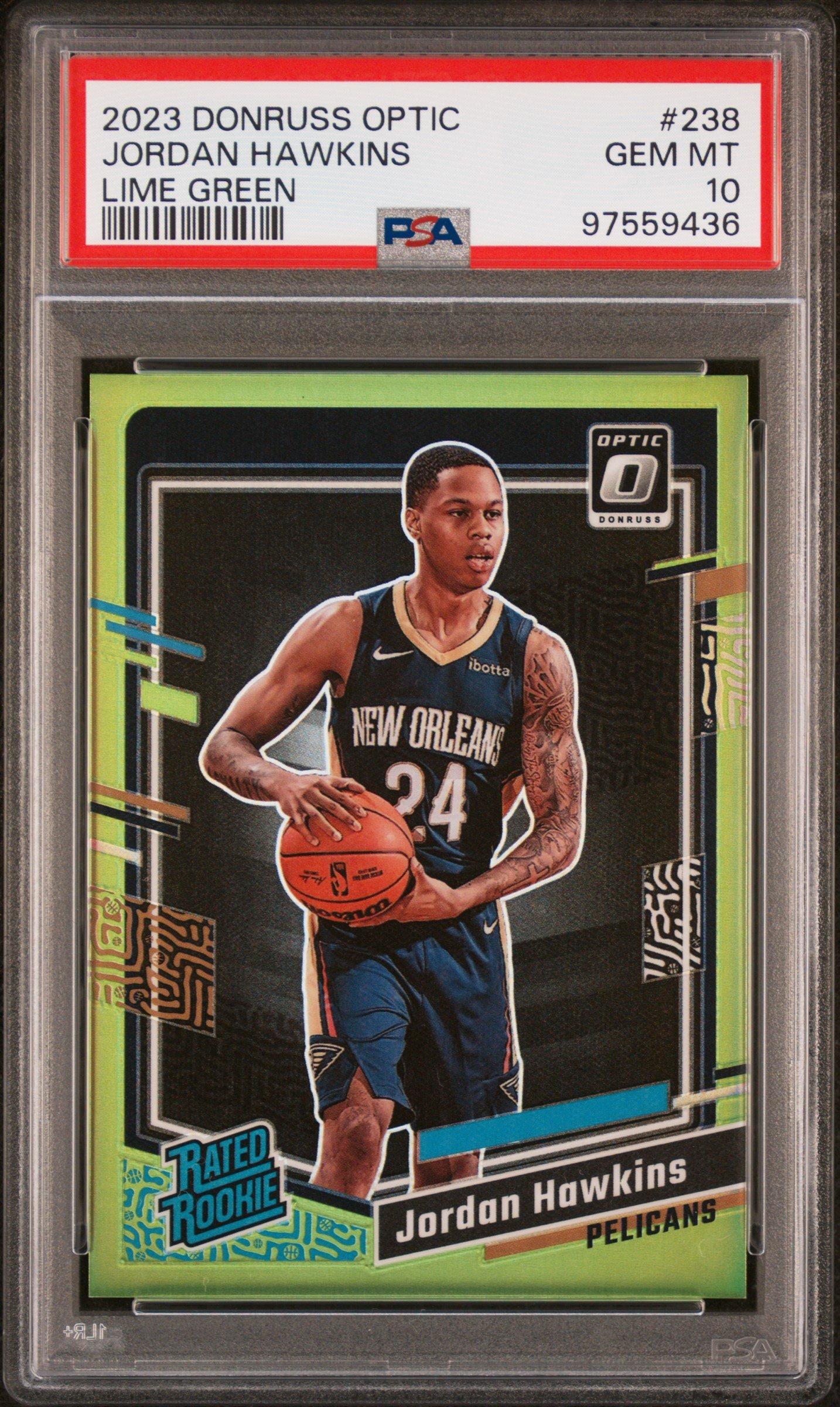 2023 Panini Donruss Optic 238 Jordan Hawkins Lime Green PSA 10