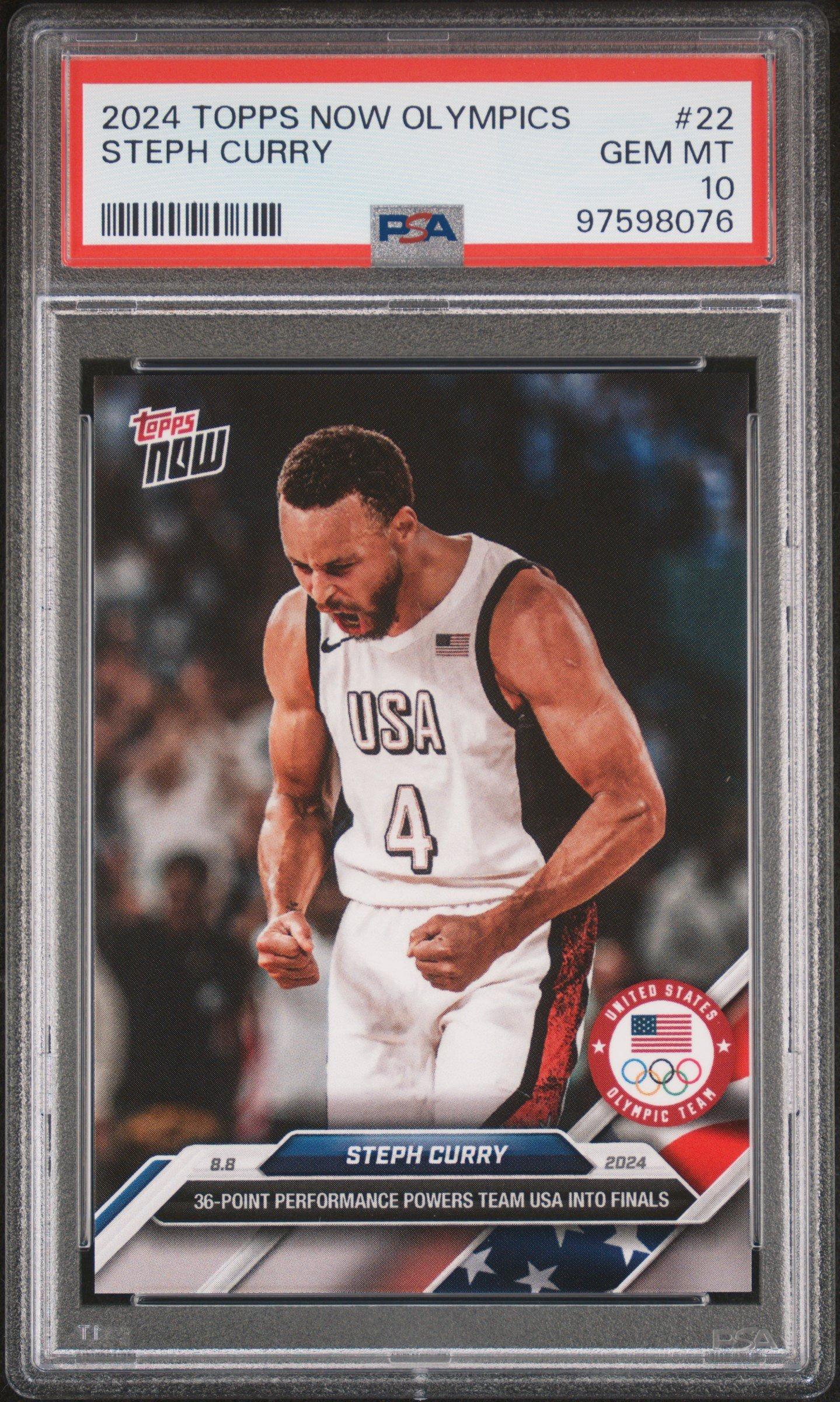 steph curry graded card 2024 Topps Now Olympic Games 22 Steph Curry PSA 10 Graded Card