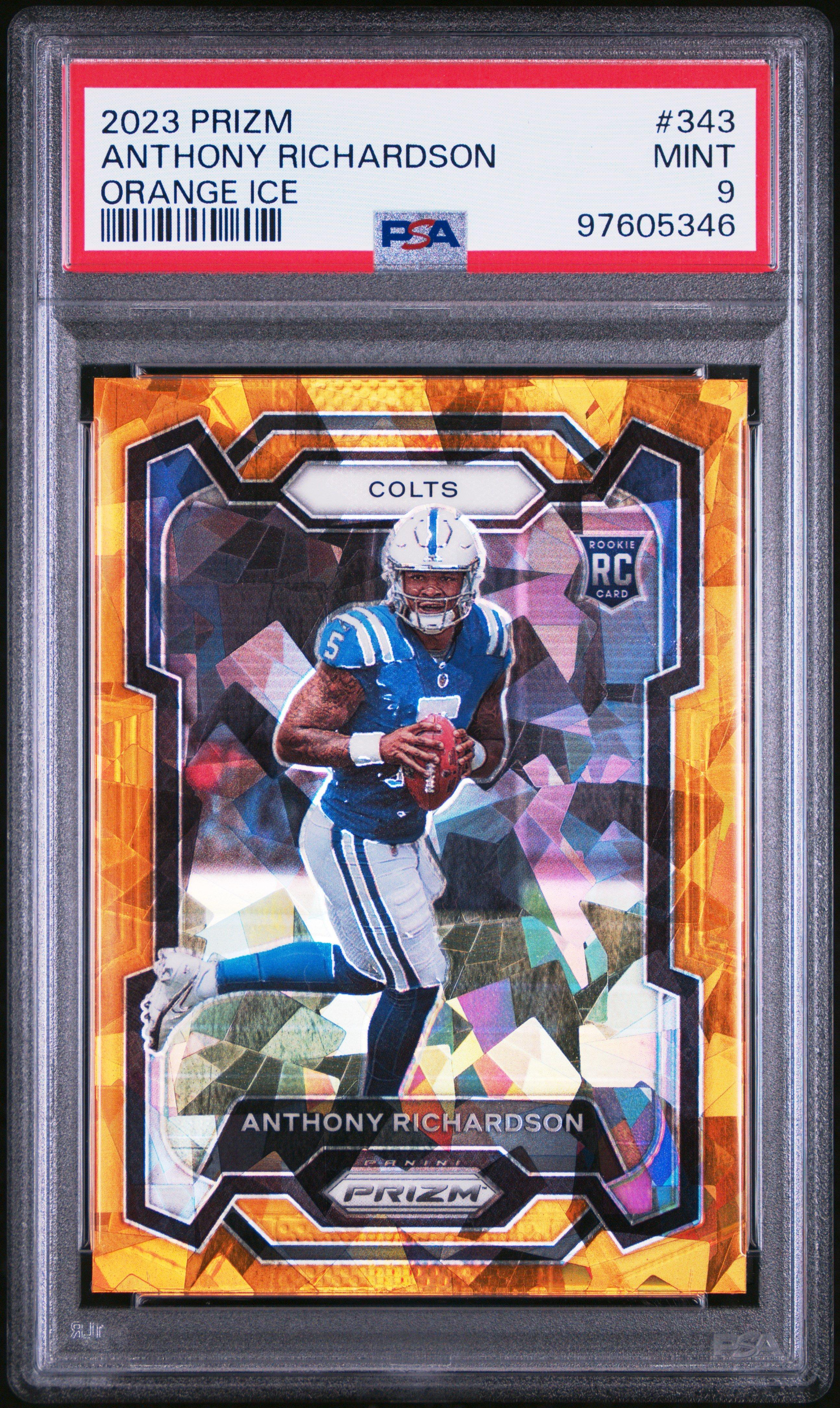 2023 Panini Prizm 343 Anthony Richardson Orange Ice PSA 9