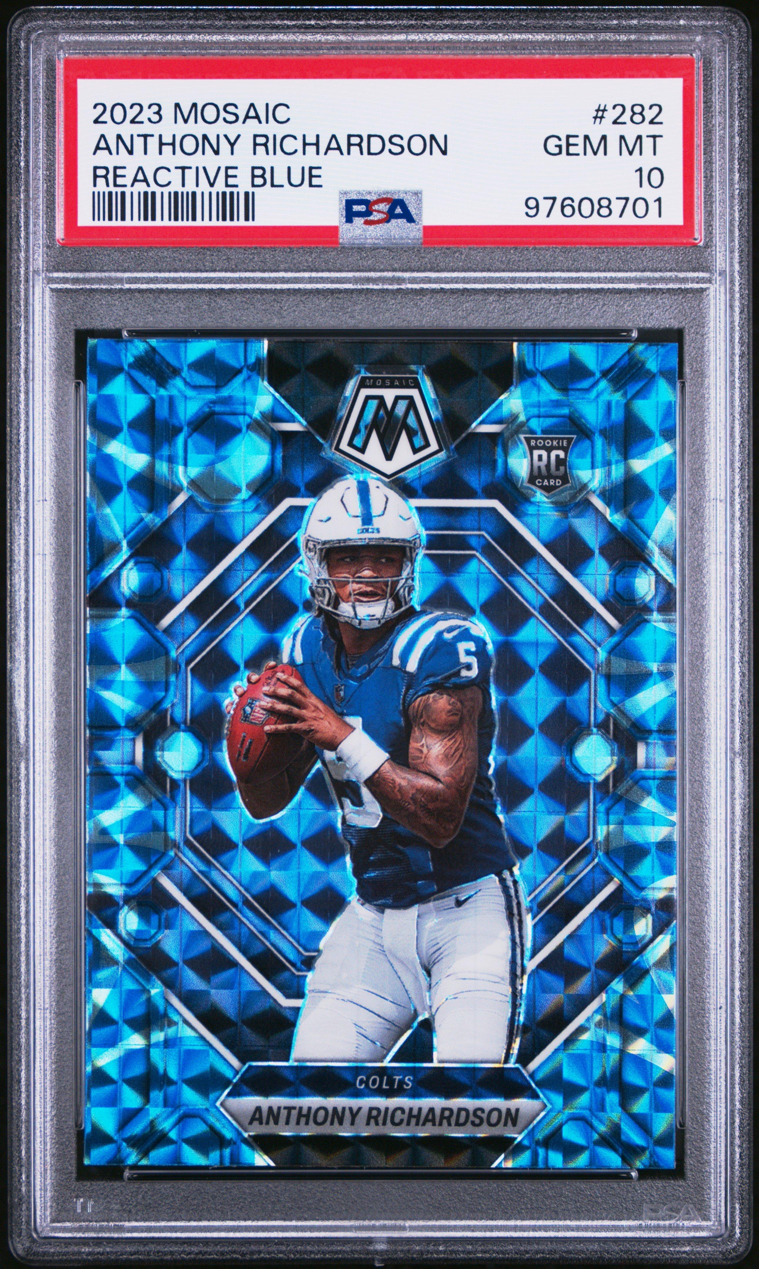2023 Panini Mosaic 282 Anthony Richardson Reactive Blue PSA 10