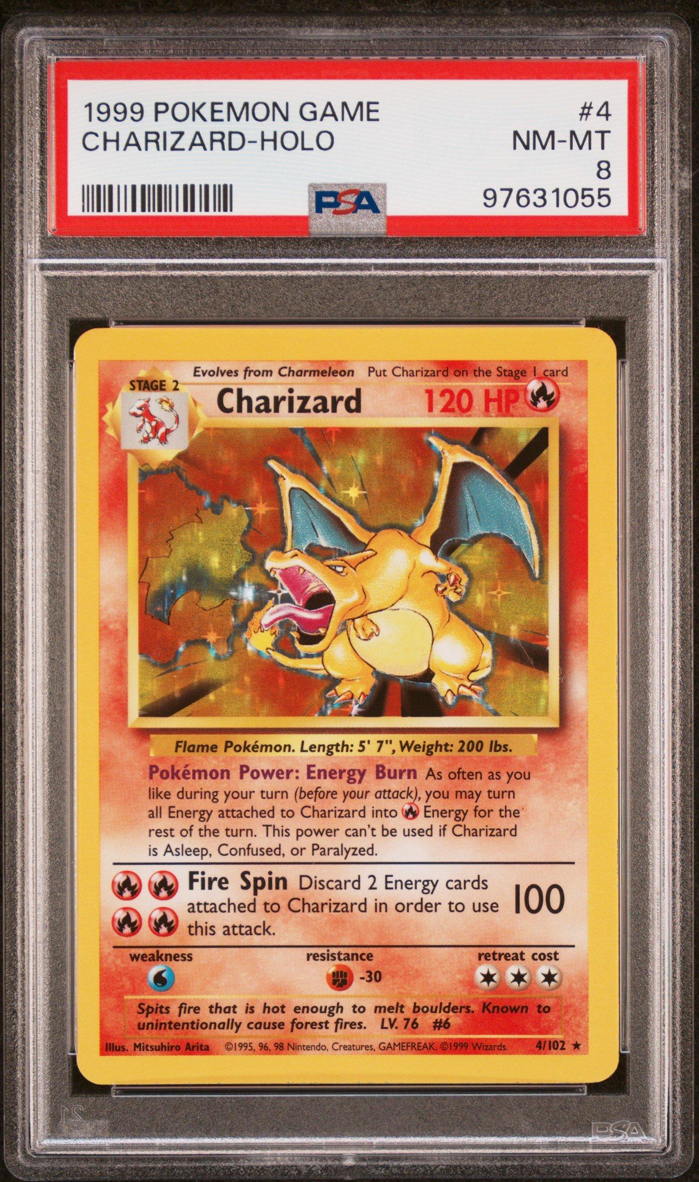 1999 Pokemon Game 4 Charizard-holo PSA 8