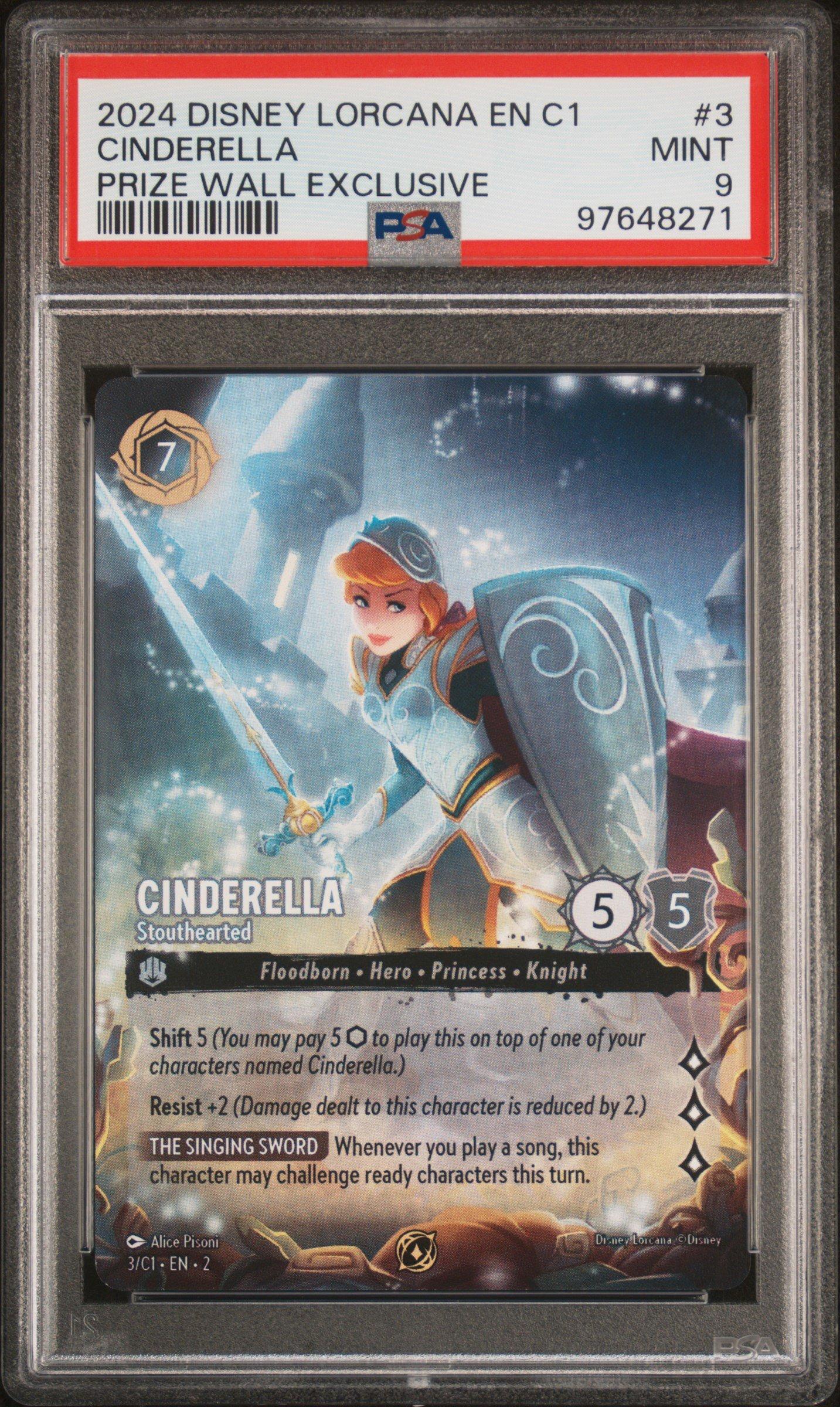 2024 Disney Lorcana En C1-lorcana Challenge Promo 3 Cinderella -  Stouthearted Prize Wall Exclusive PSA 9 Graded Card | GameStop