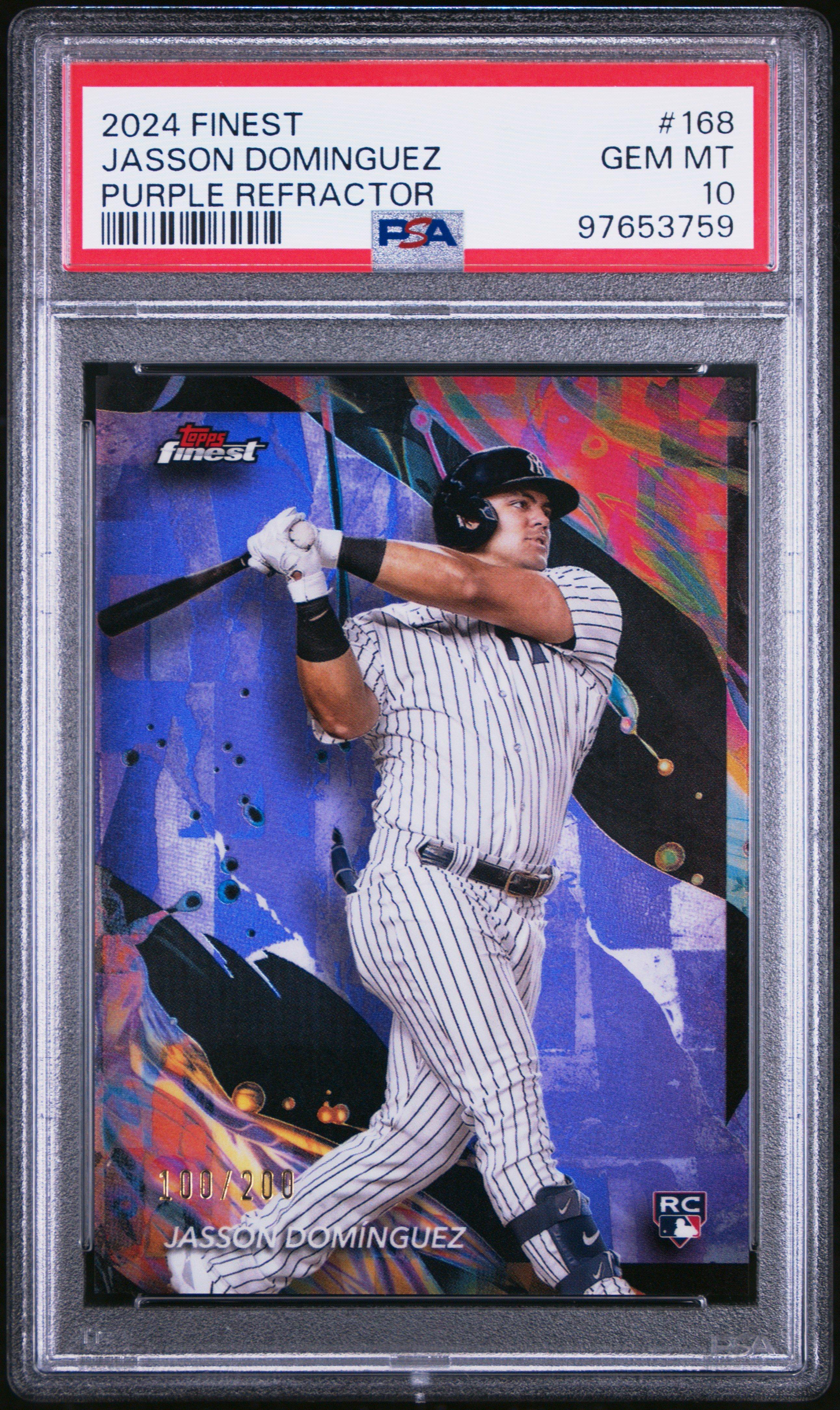 2024 Topps Finest 168 Jasson Dominguez Purple Refractor PSA 10